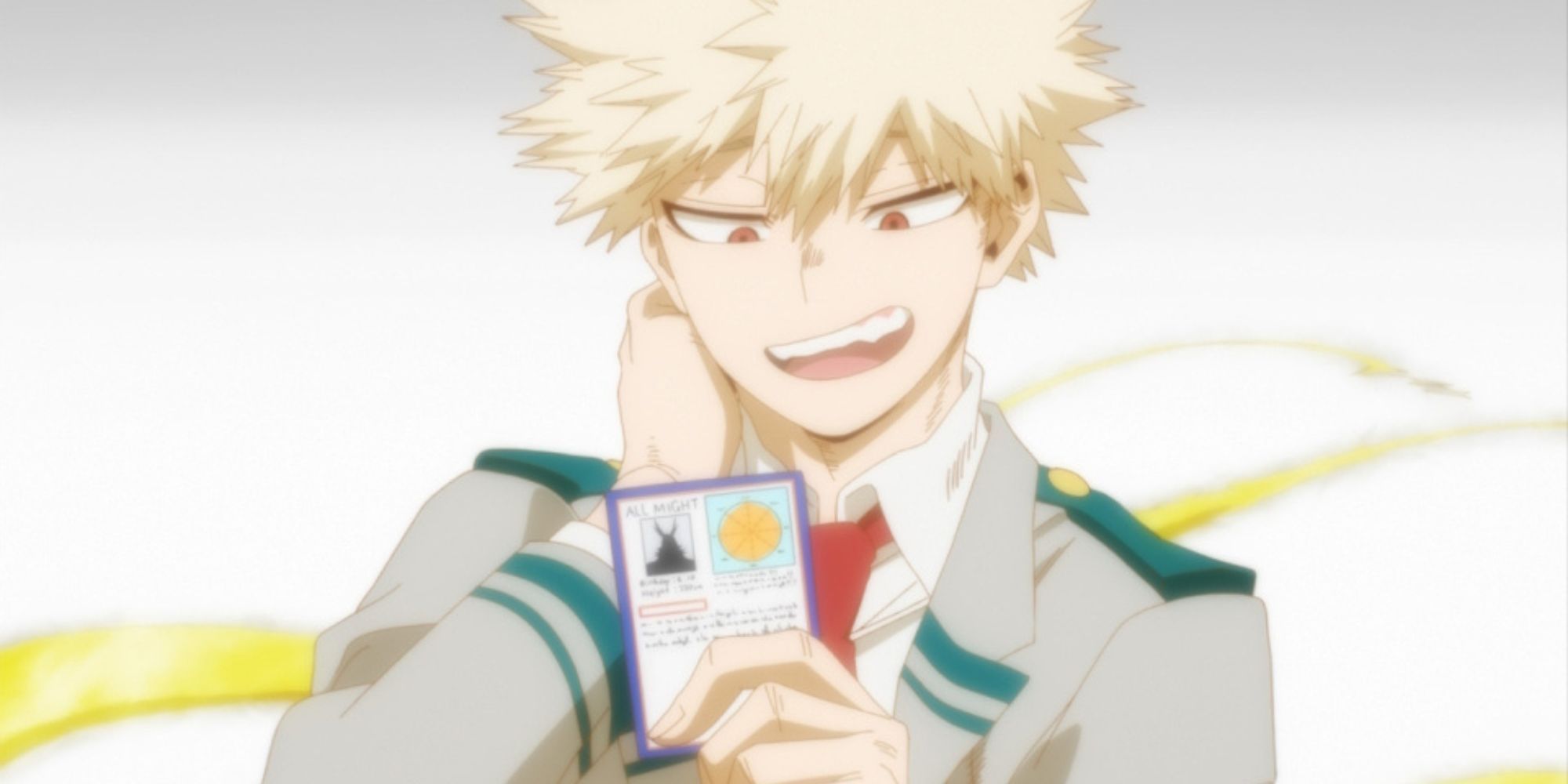 Bakugo reveals that he wants All Might to sign his trading card.