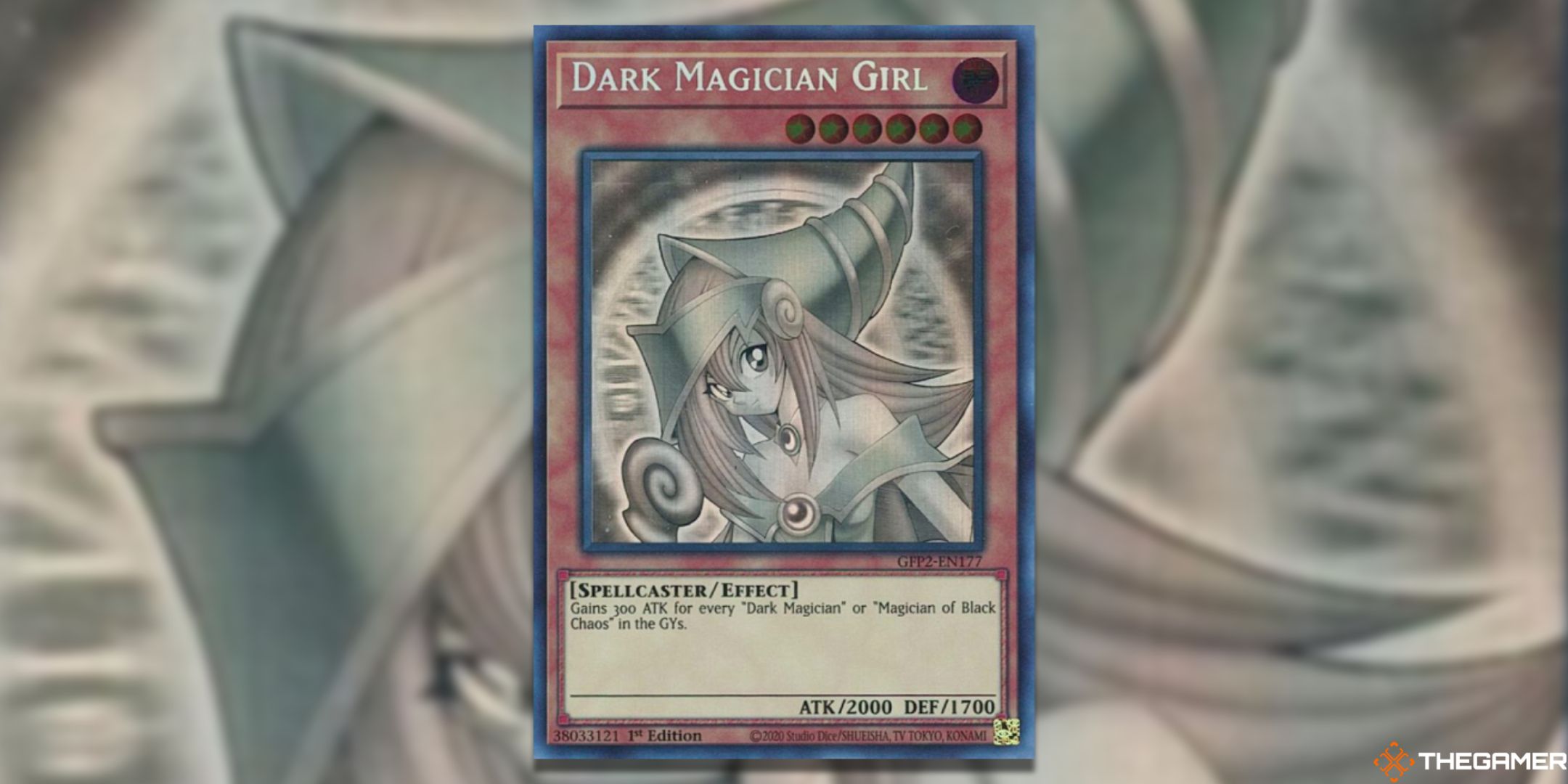 Dark Magician Girl Yu-Gi-Oh! Ghost Rare Card Art.