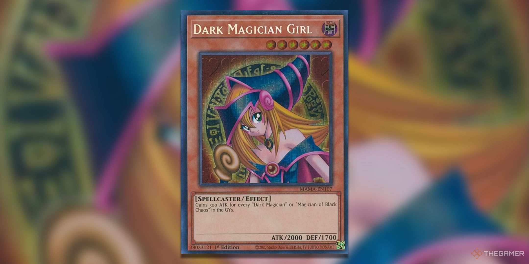 Secret Pharaoh's Rare Dark Magician Girl Yu-Gi-Oh! TCG Card Art.