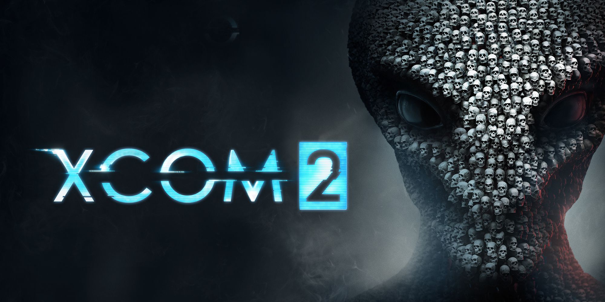 The XCOM 2 title art with an alien made of skulls.