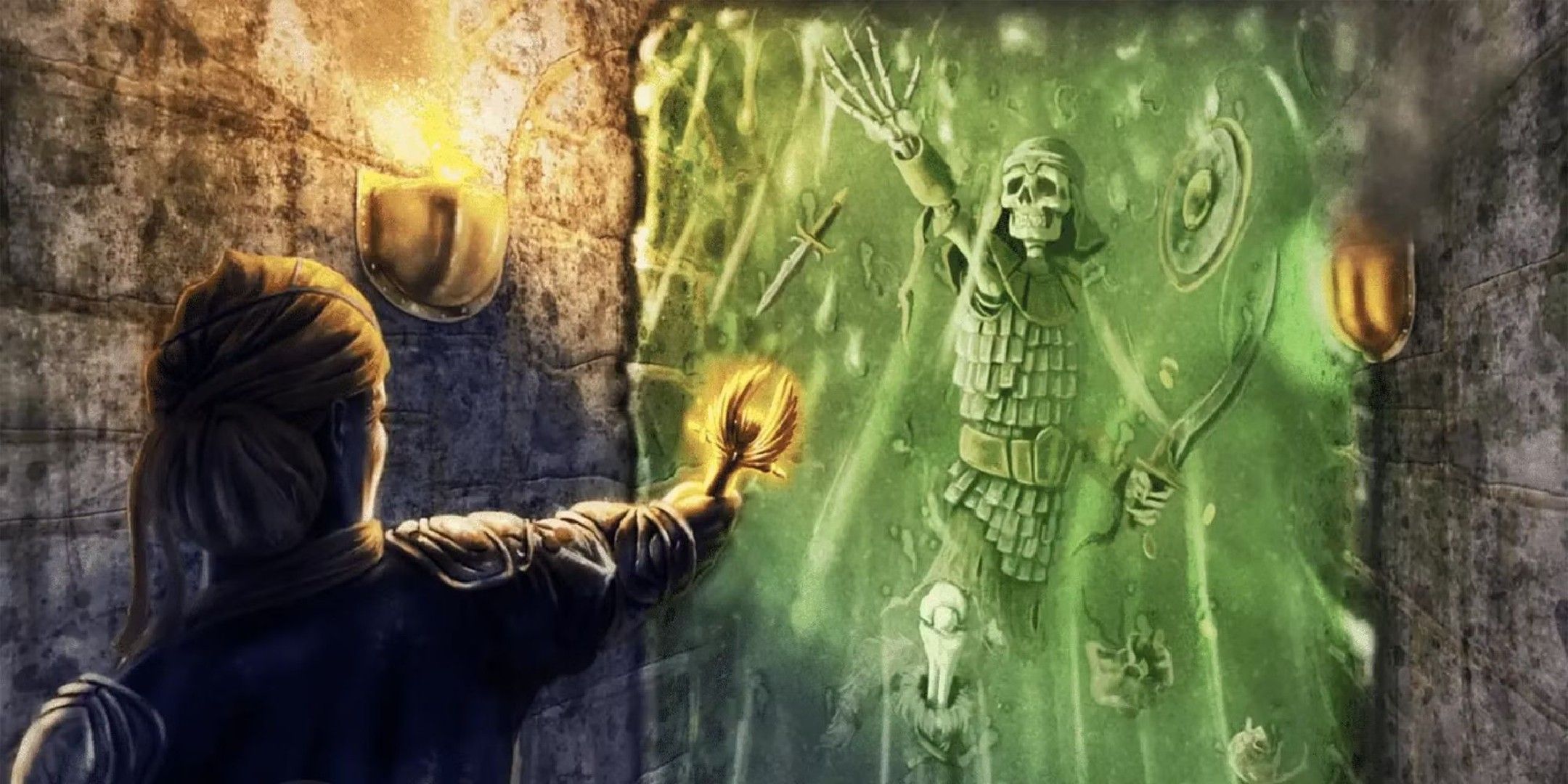 Dungeons & Dragons image showing a cleric and a gelatinous cube.