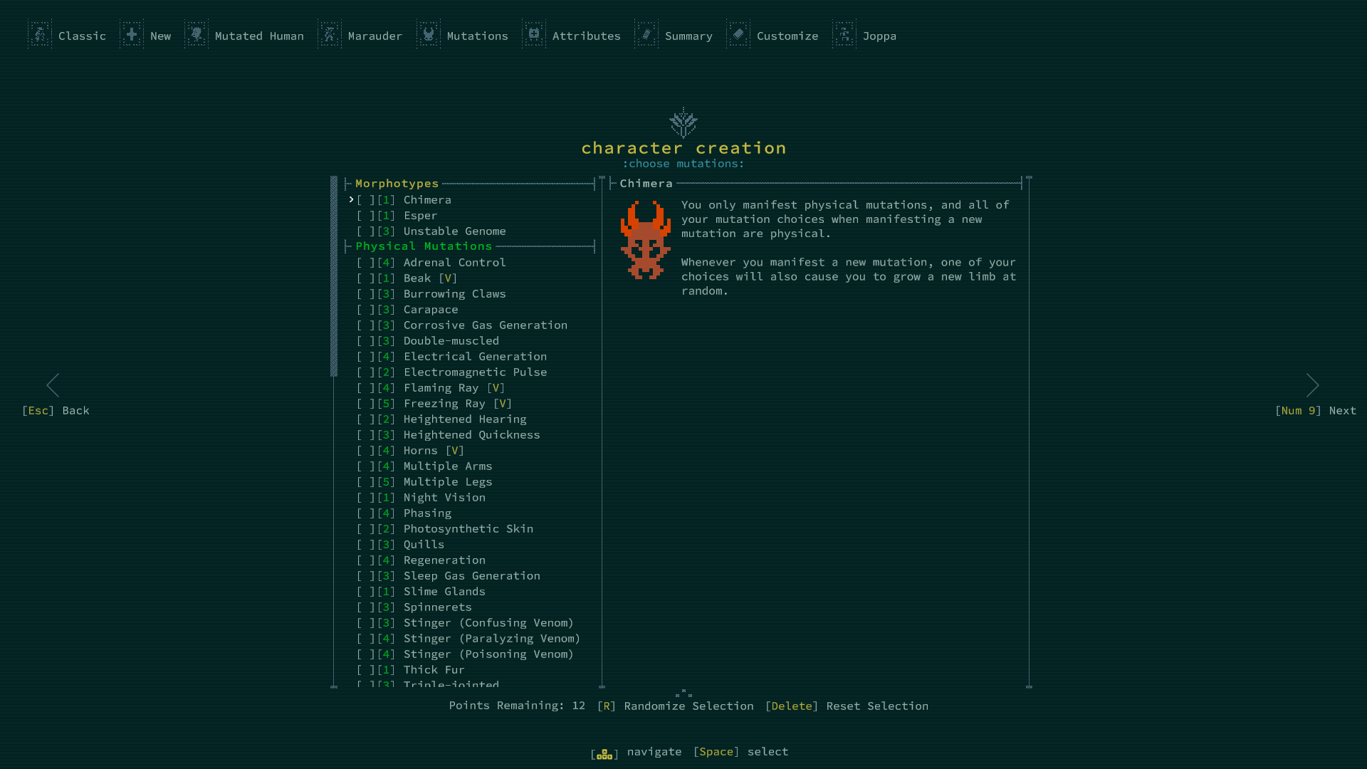 The Chimera trait in Caves of Qud