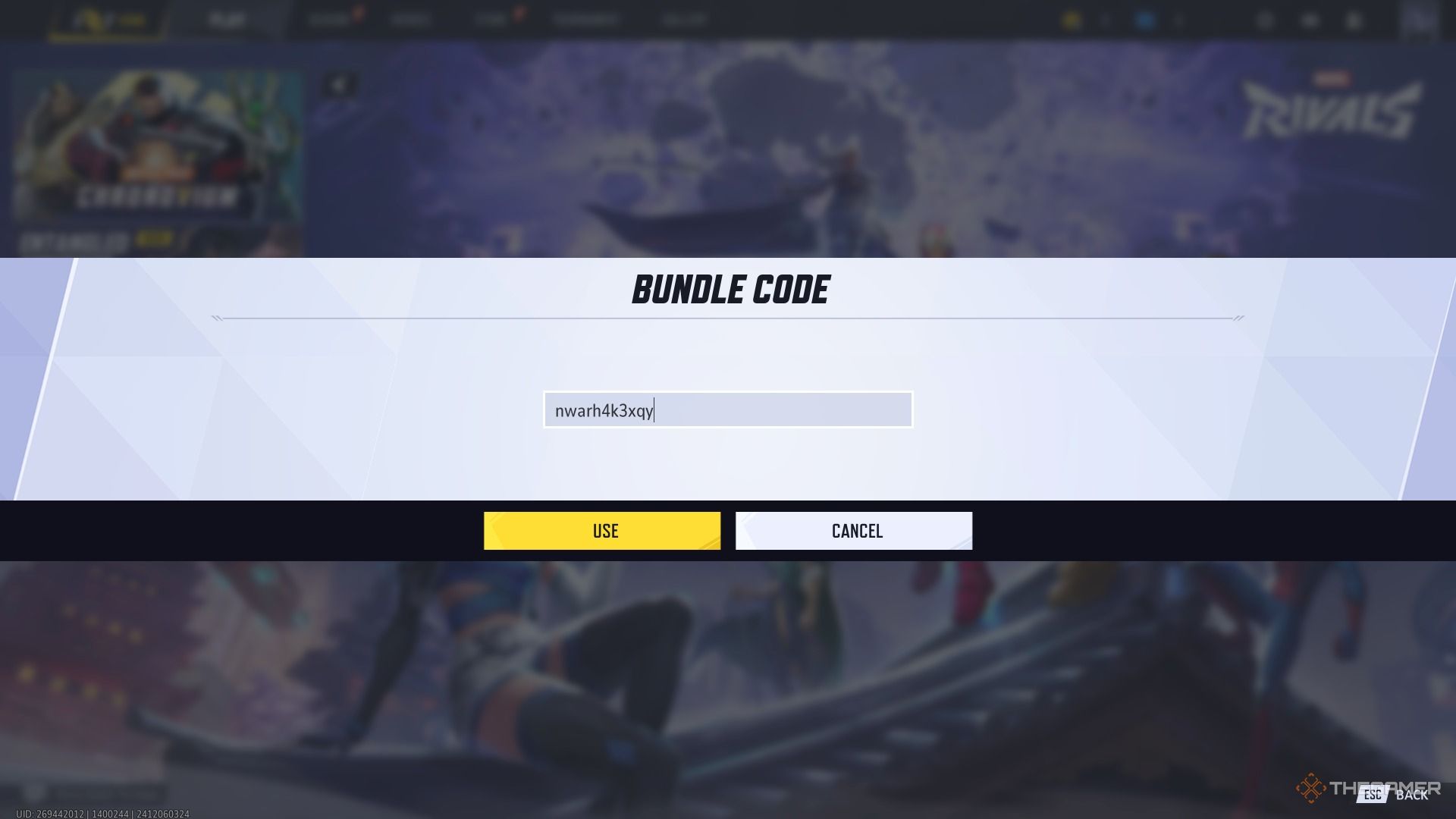 Entering bundle code for Iron Man outfit in Marvel Rivals.