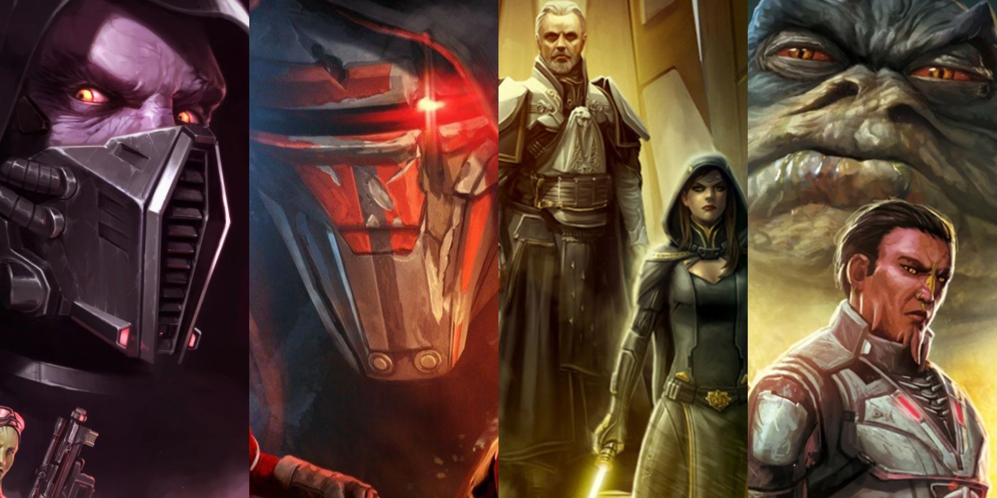 Darth Malgus, Revan, Valkorion, Vaylin, Szajin, and Lord Cytharat, from Star Wars: The Old Republic