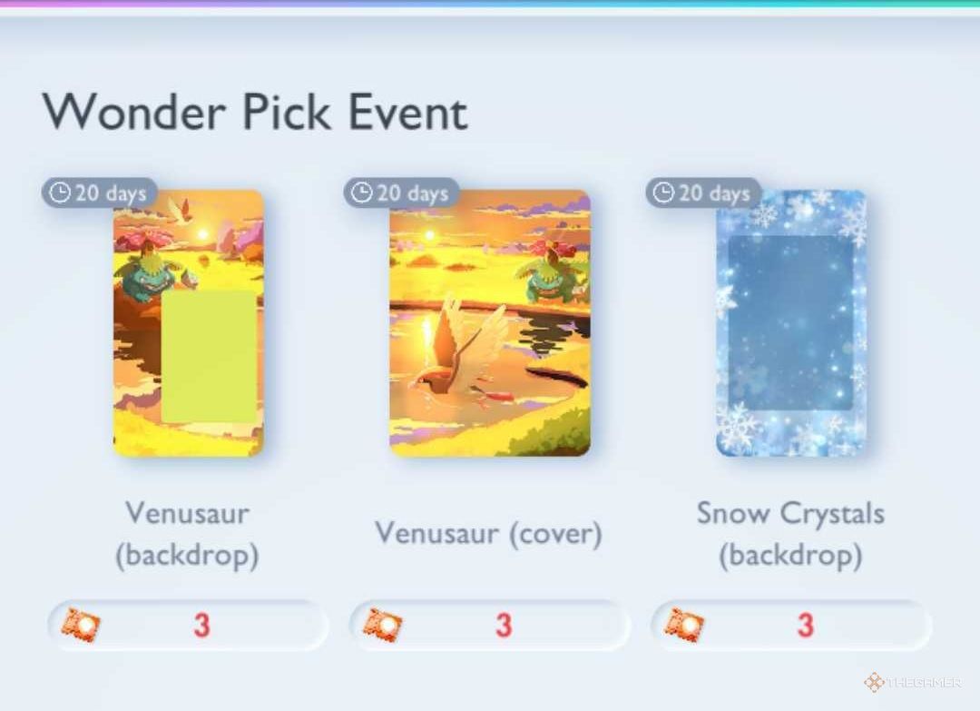 Venusaur Wonder Pick Event items in Pokemon TCG Pocket.