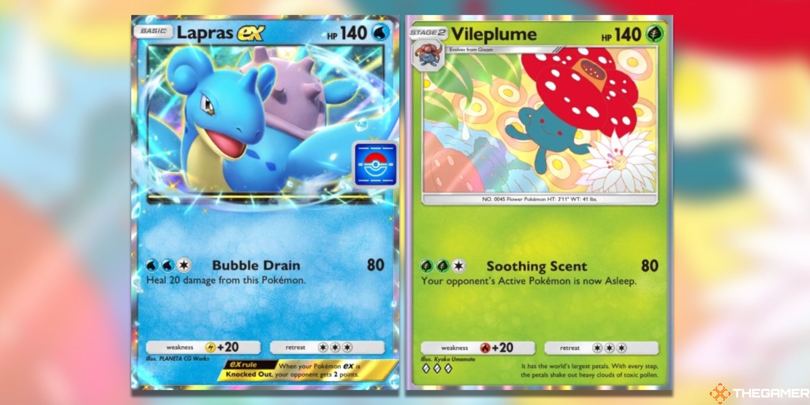 The Lapras ex & Vileplume from Pokemon Trading Card Game Pocket.