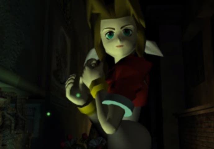 Final Fantasy 7 FMV screenshot showing close up of Aerith the flower girl