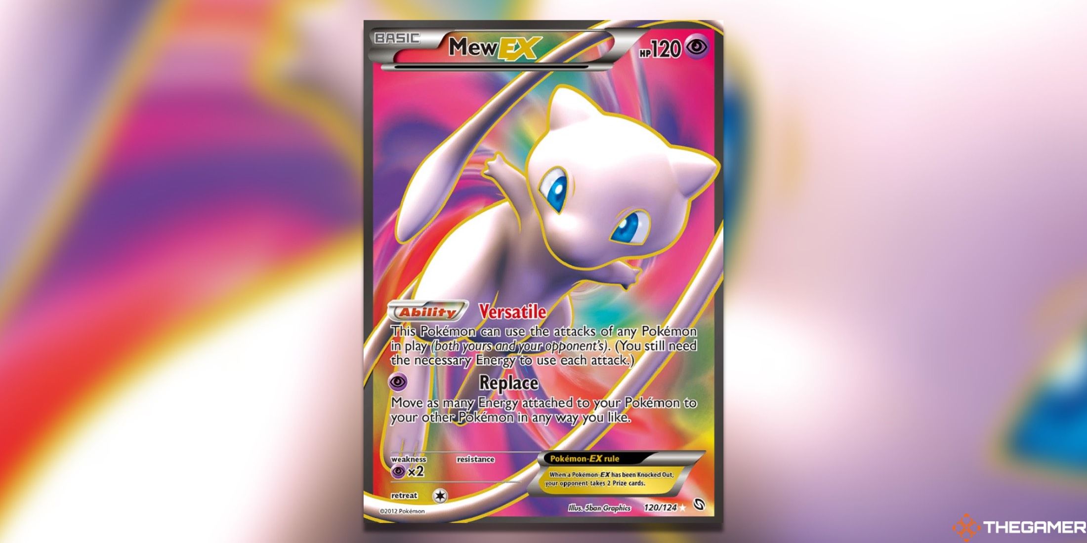 The Mew EX from Dragons Exalted in the Pokemon TCG.