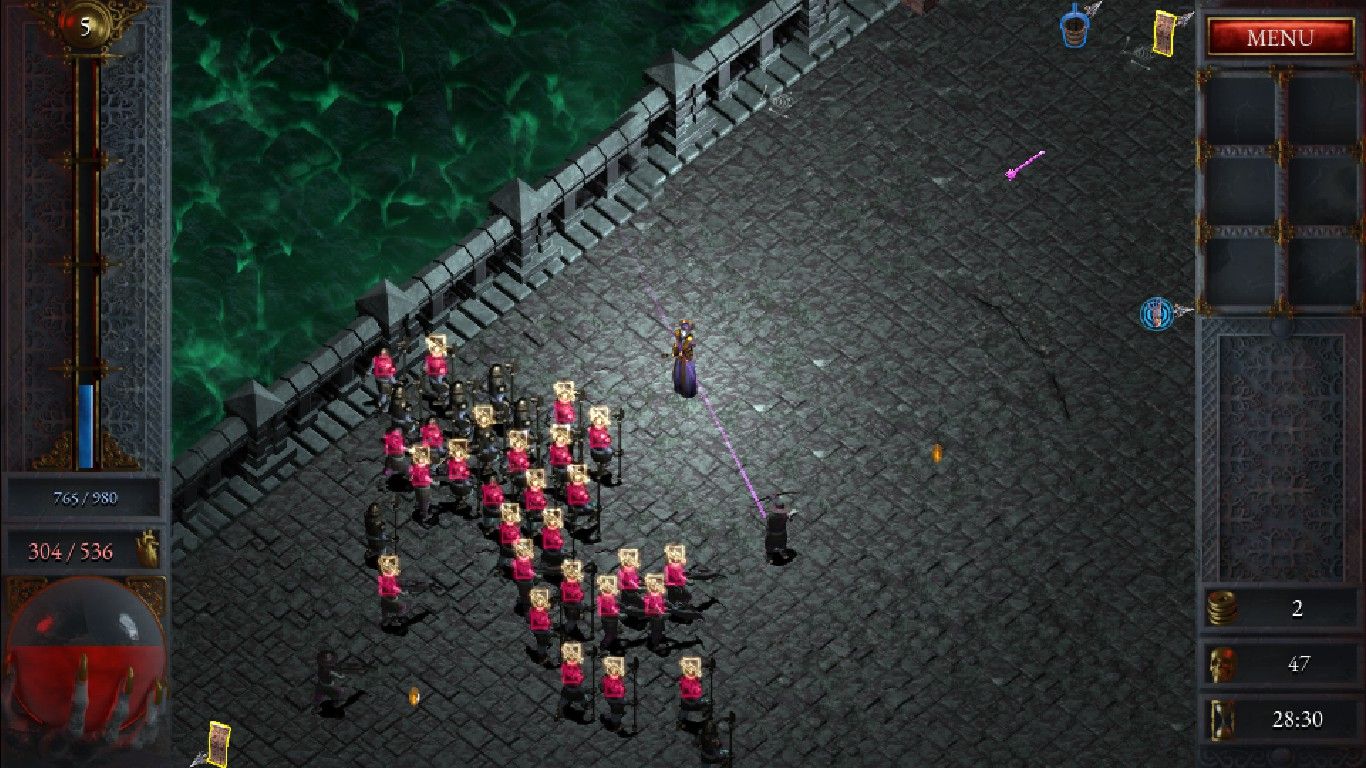 The Cleric casting spells on a group of soldiers in Halls of Torment.