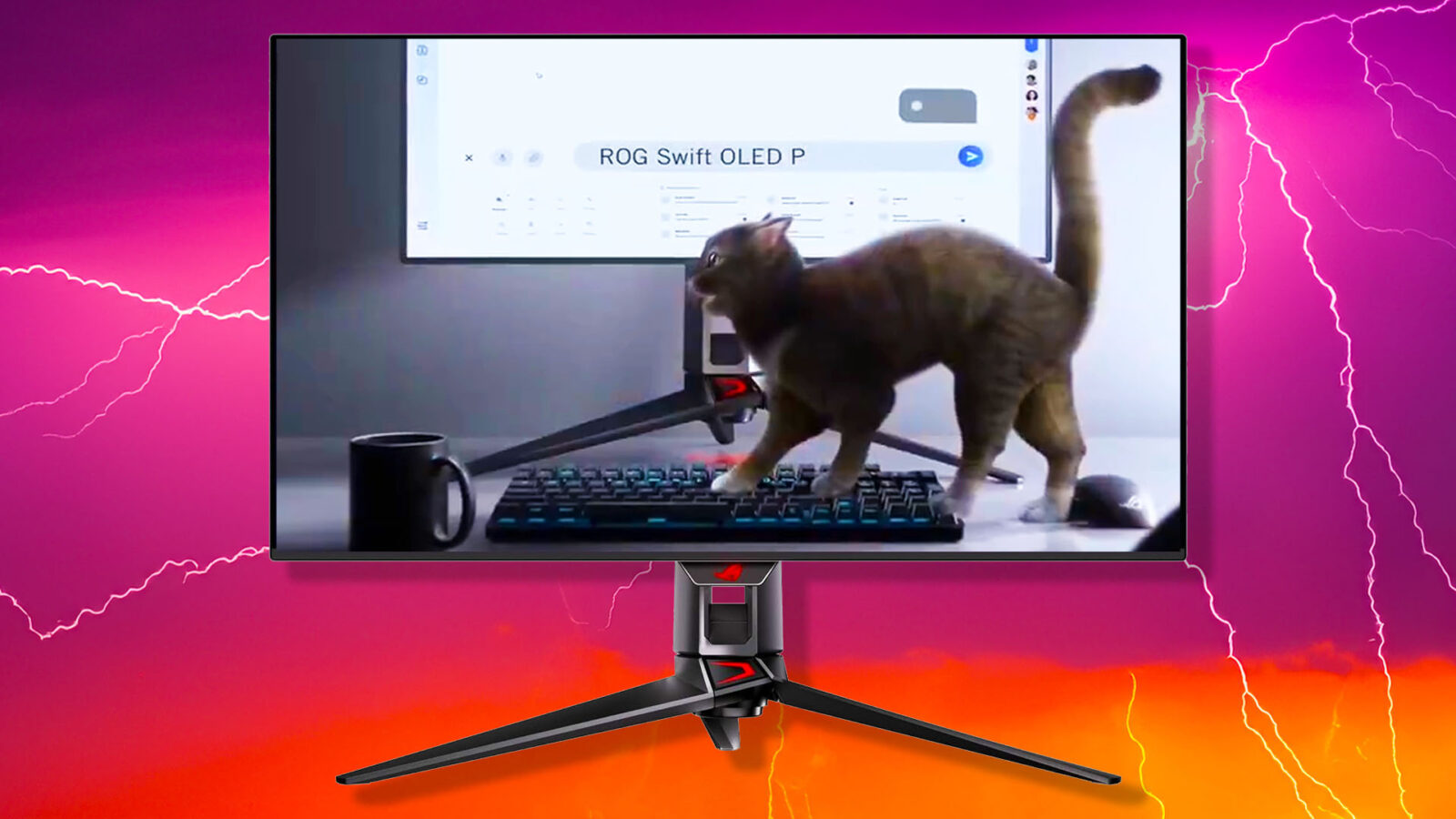 Asus ROG just teased a new 27-inch 4K OLED gaming monitor, with a cat