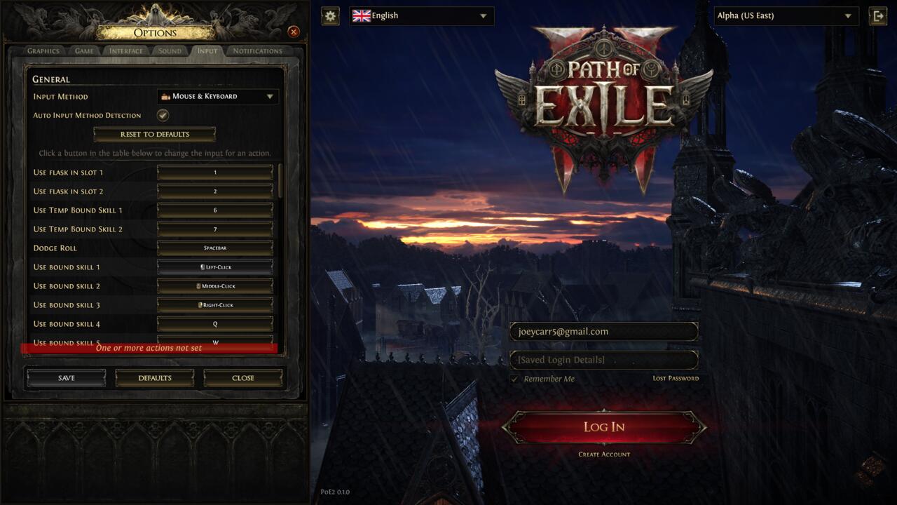 The different input options in Path of Exile 2.