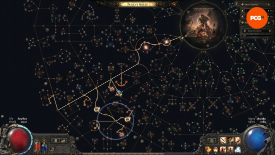 Path of Exile 2 early access impressions - The passive skill tree for a Warrior Titan.