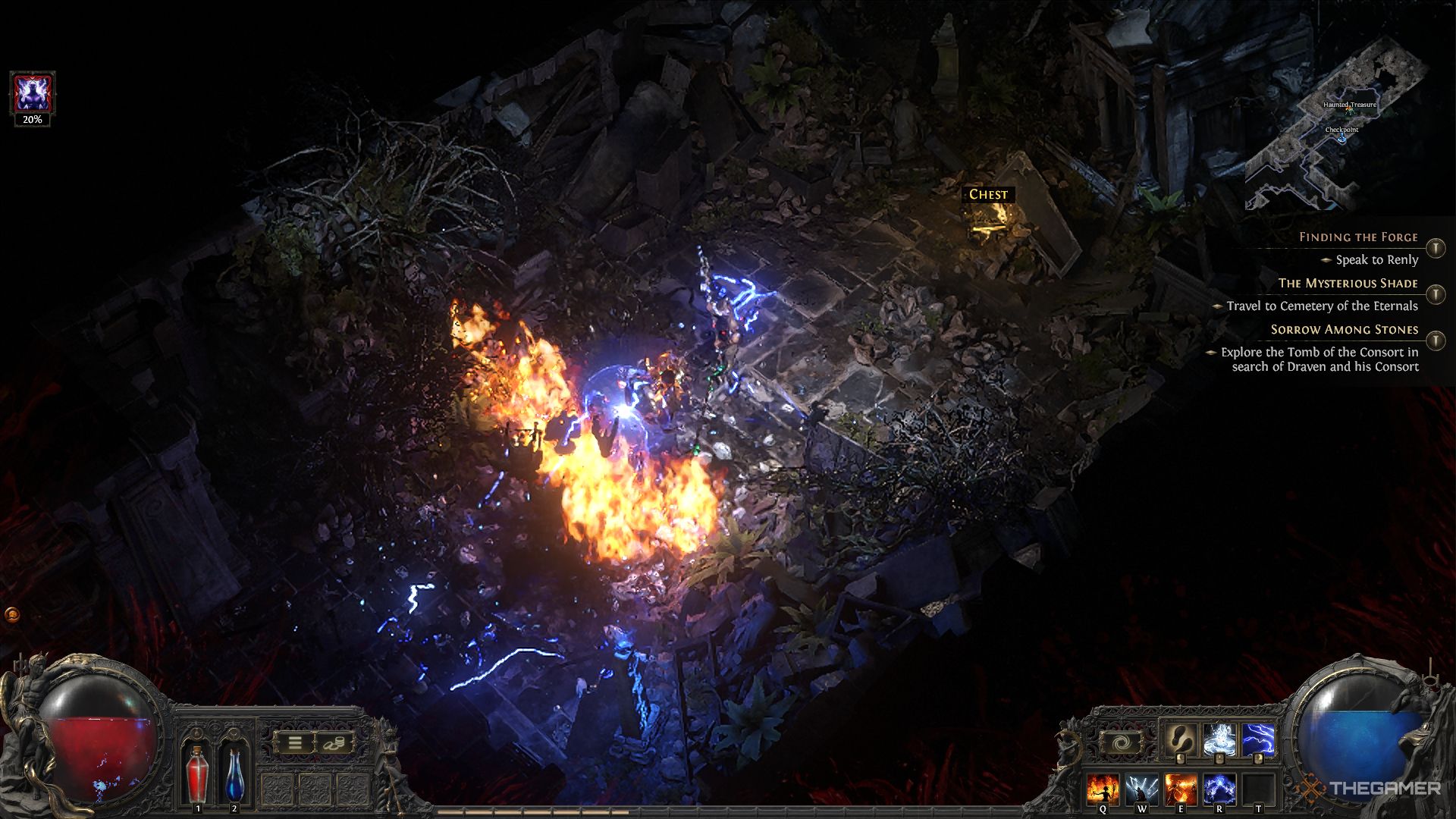 A player casting Flame Wall.