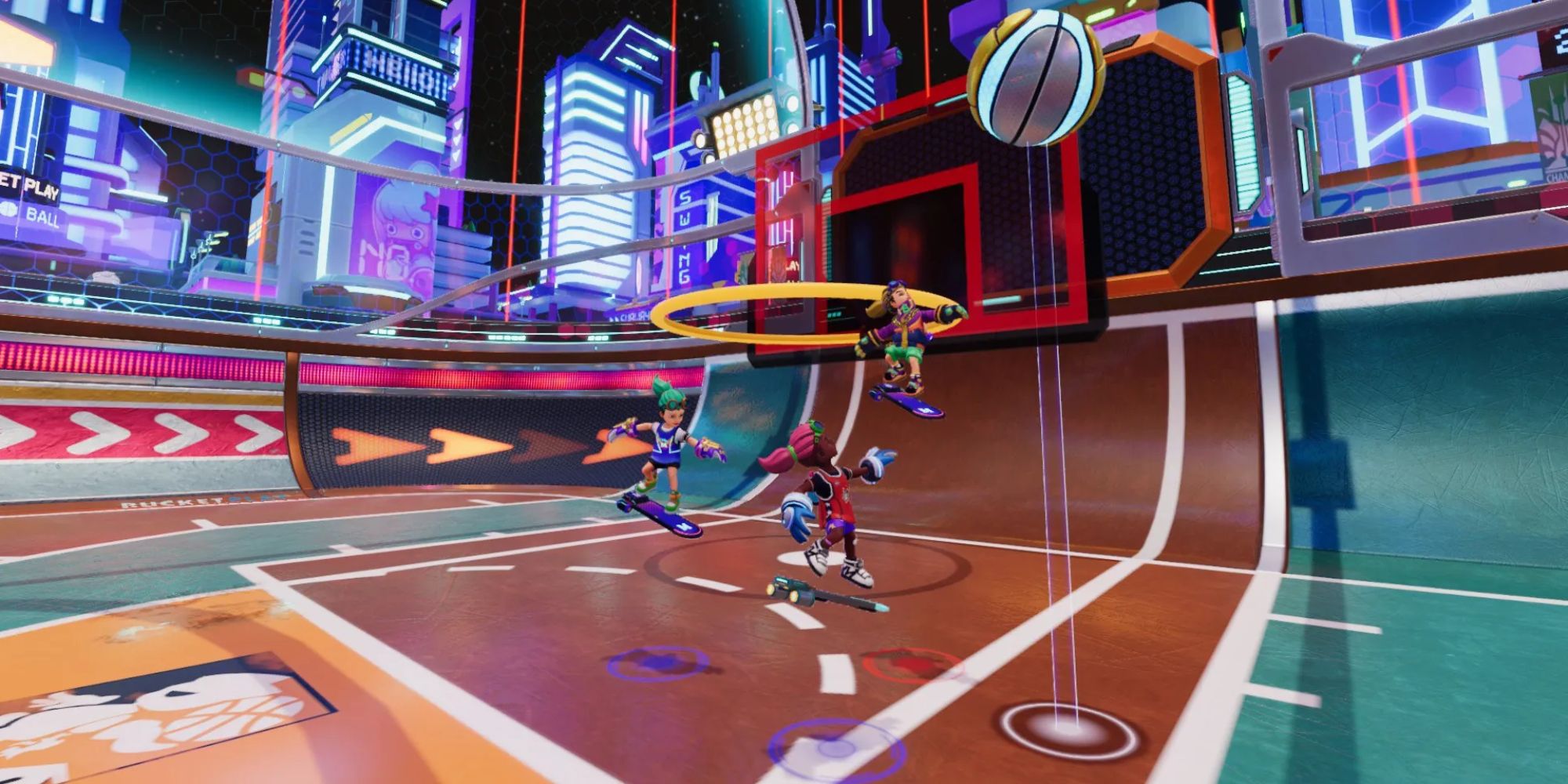 Metaball screenshot of three players next to an air ball.