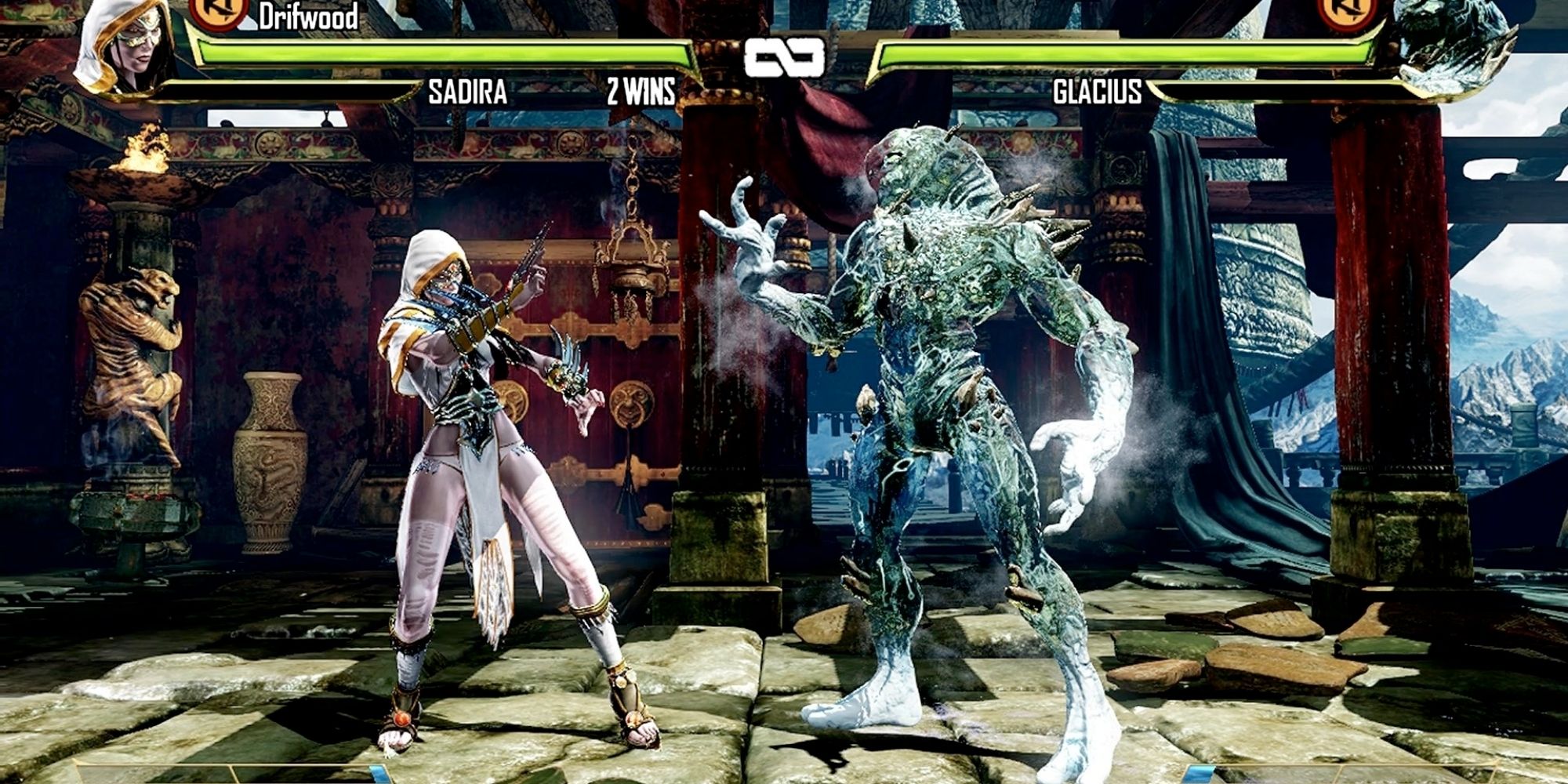 Glacius stares down at Sadira to begin a battle in the 2013 Killer Instinct reboot.