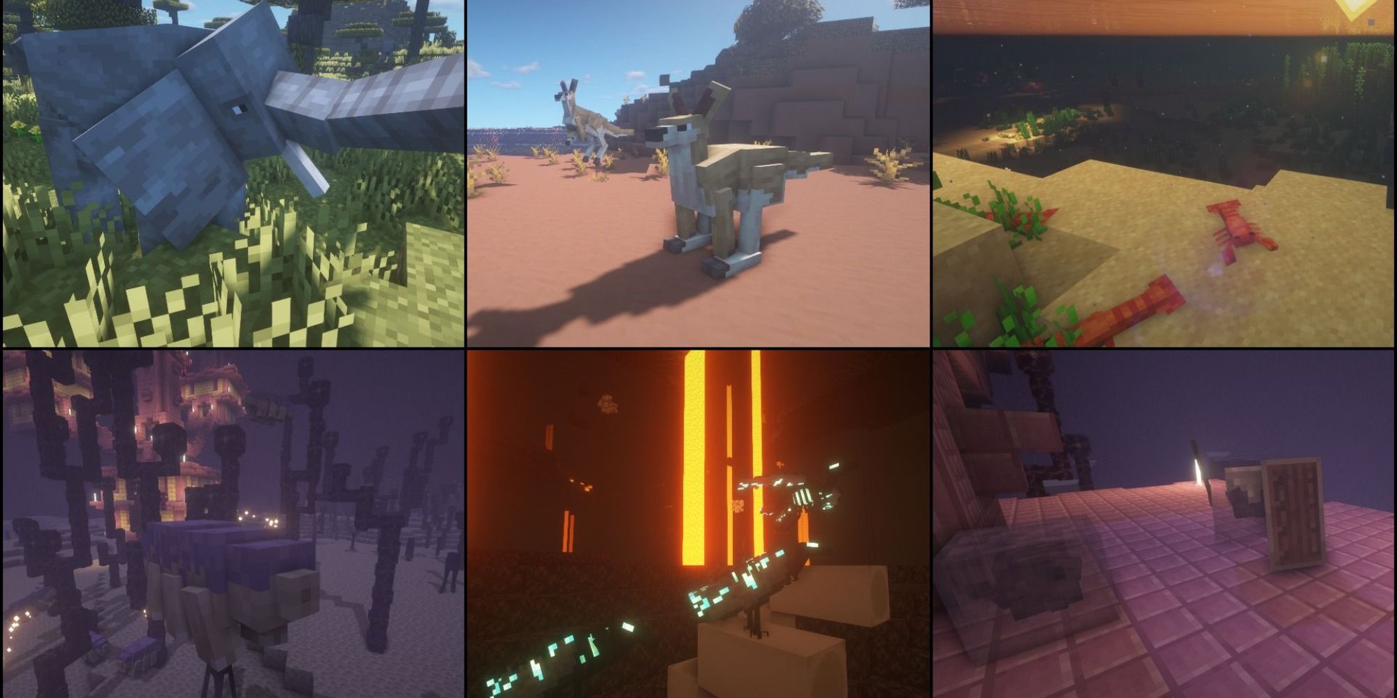 Minecraft Collage of modded animals.