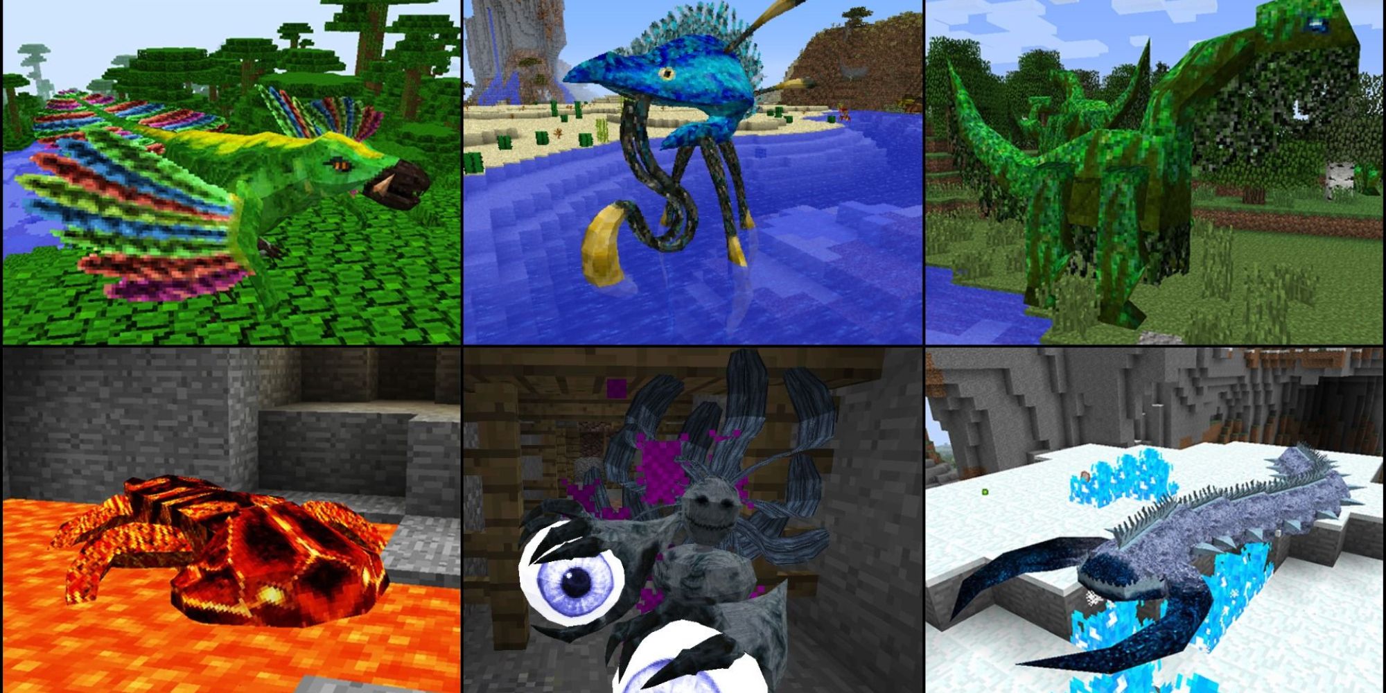 Minecraft Collage of modded monsters.