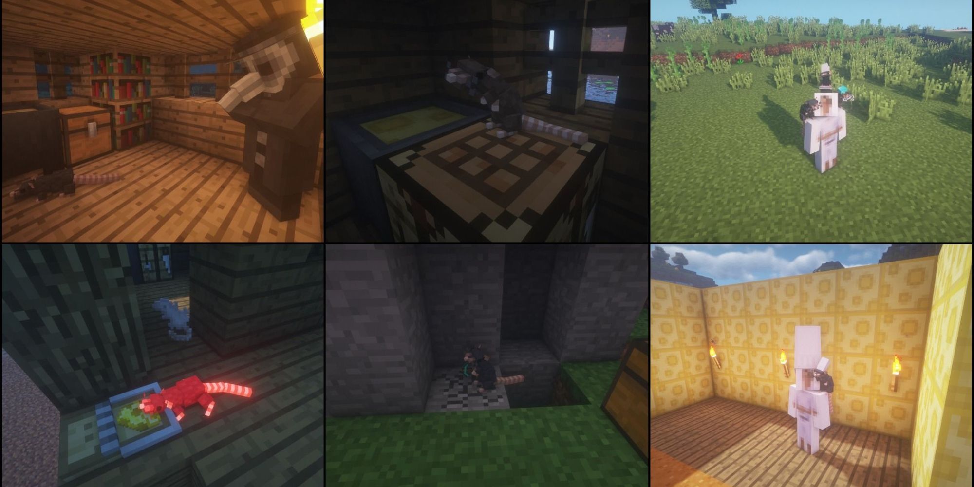 Minecraft Collage of plague doctors and rats.