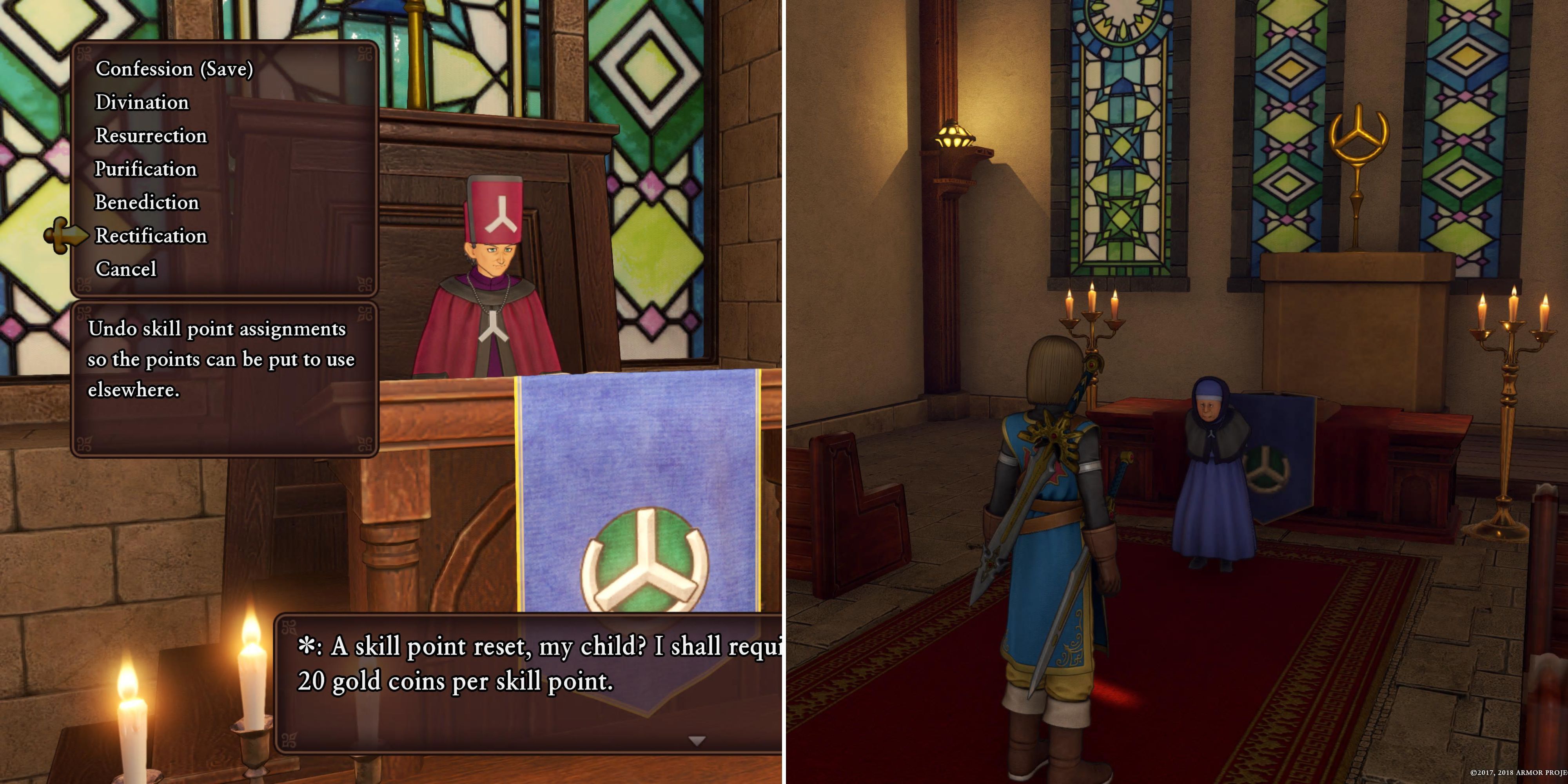 The Rectification Option In The Church & The Player Standing In Front Of The Nun