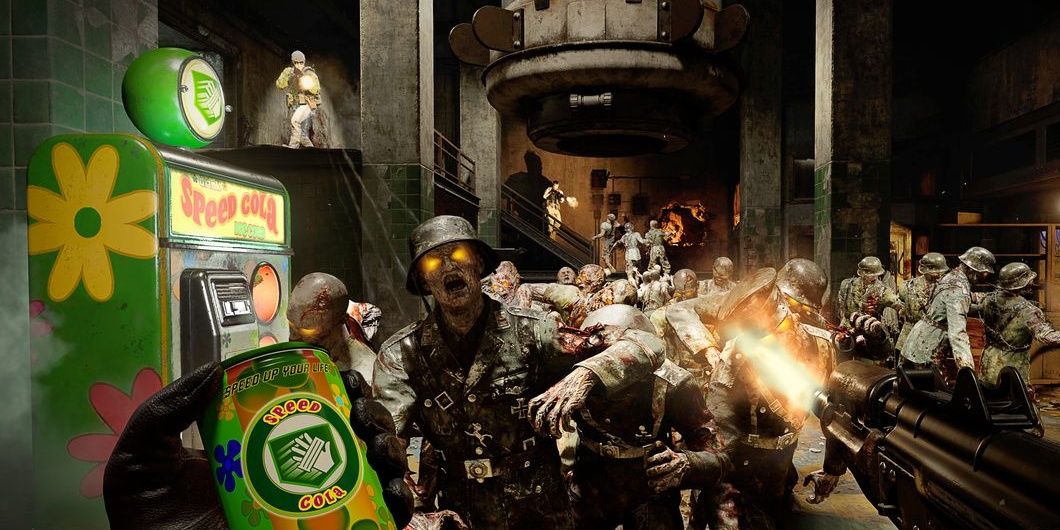 Zombies attack in a classic round of Nazi Zombies in Call of Duty Black Ops Cold War.