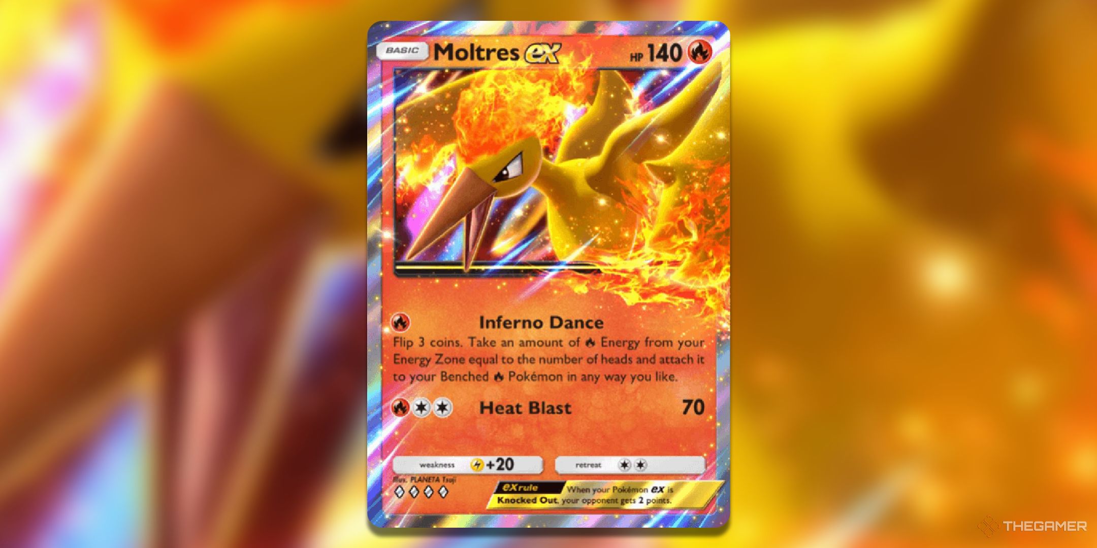 Moltres EX Pokemon TCG Pocket Card Art.