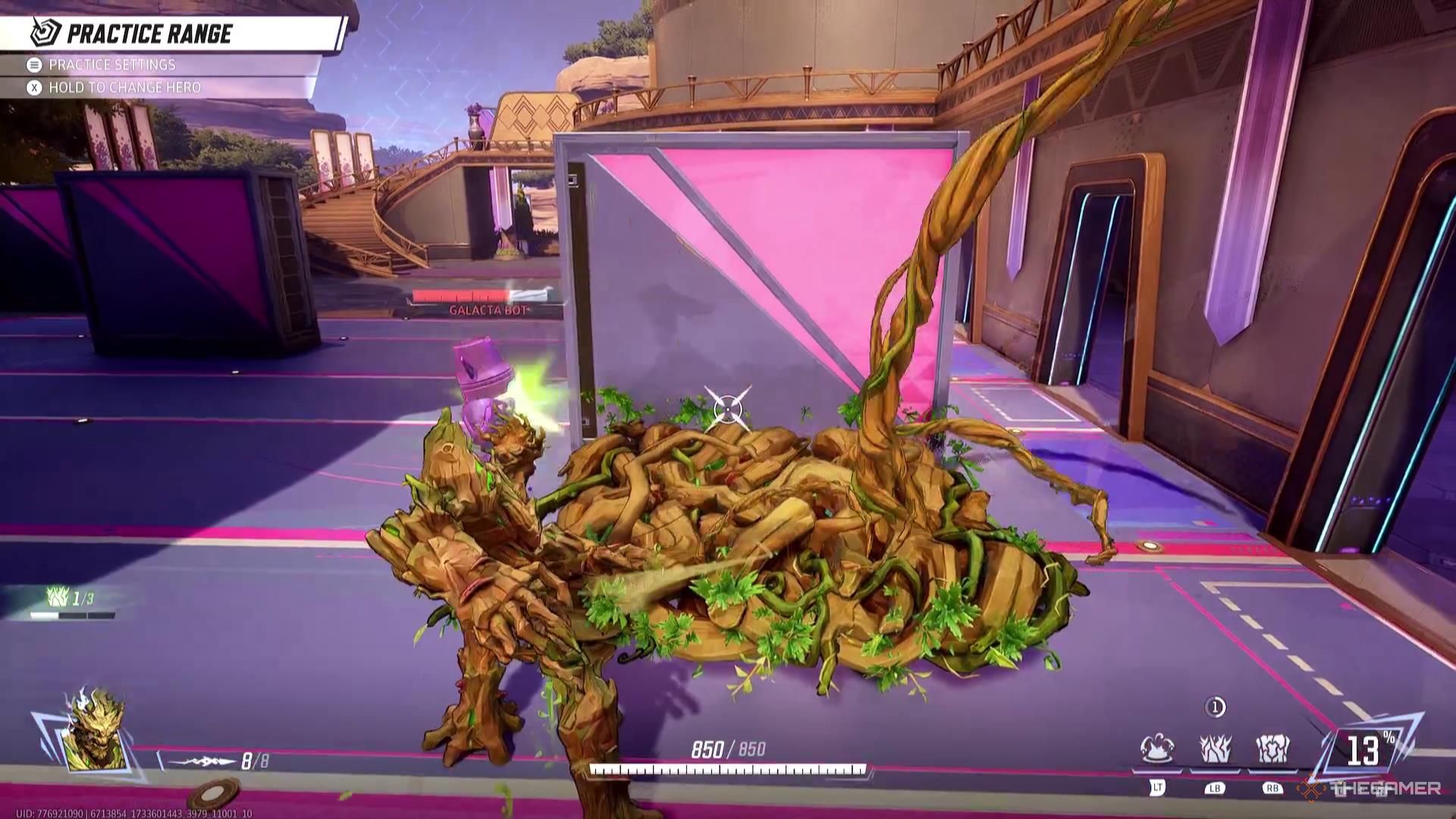 Groot places his Thornlash Wall horizontally in Marvel Rivals.