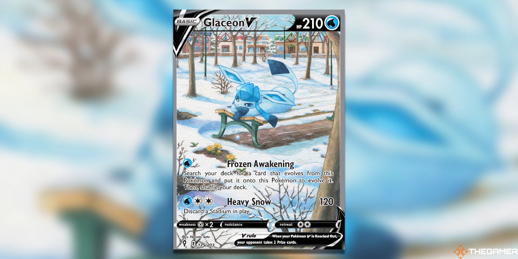 The Evolving Skies Glaceon V in the Pokemon TCG.