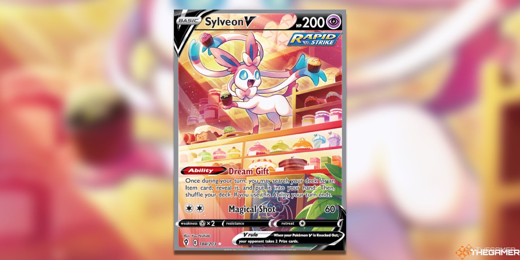 The Evolving Skies Sylveon V Alternate Full Art from the Pokemon TCG.