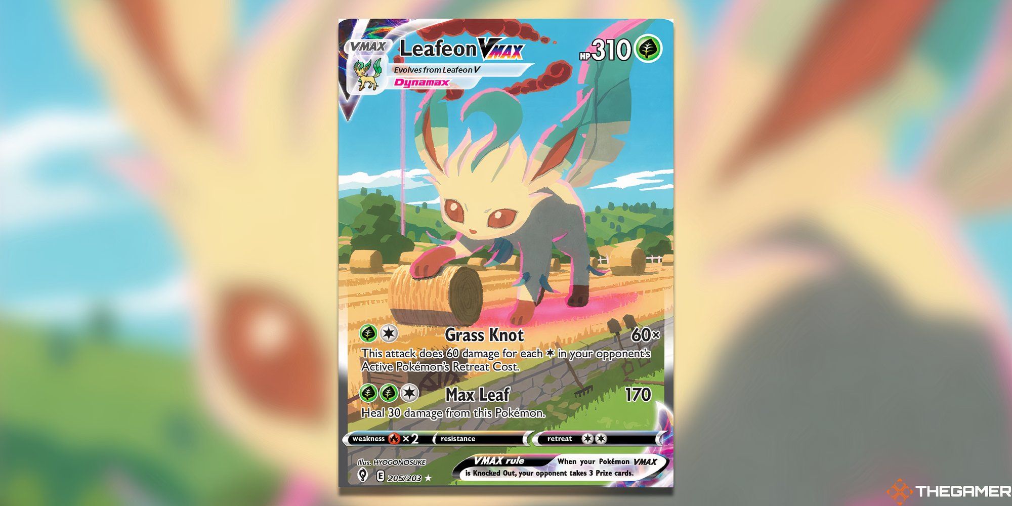 The Evolving Skies Leafeon VMAX in the Pokemon TCG.