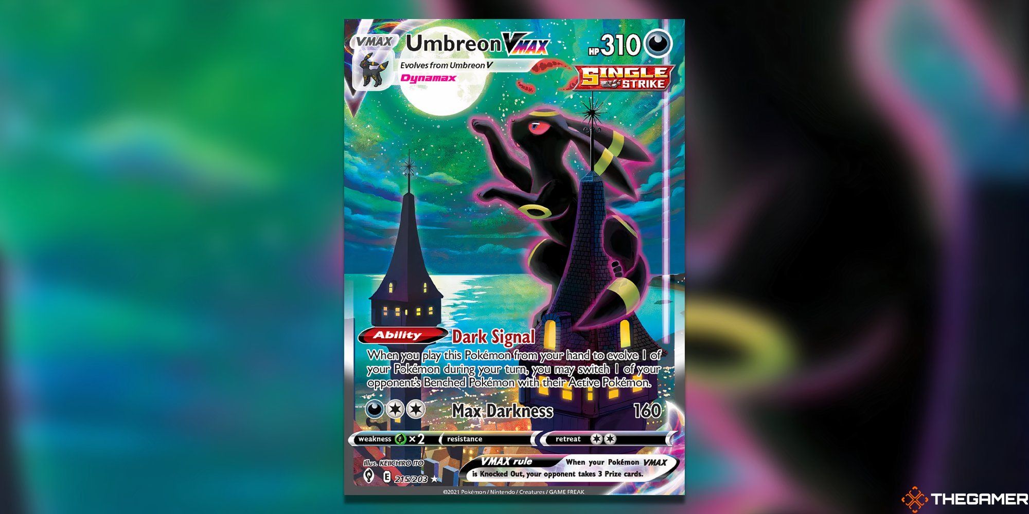 Umbreon VMAX aka Moonbreon's card art from Evolving Skies.