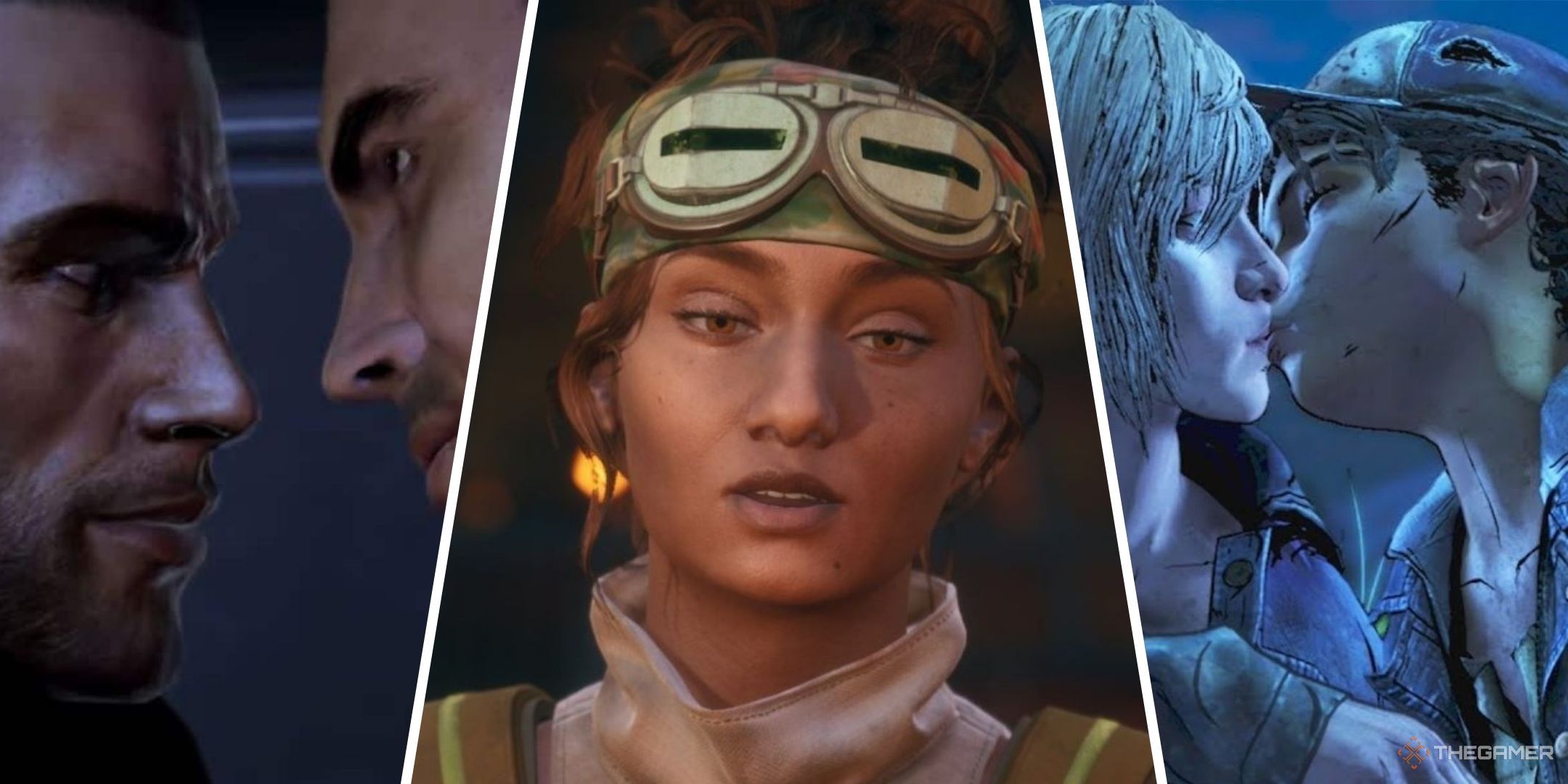 Greatest Games With LGBTQ+ Romances Featured Image Mass Effect, The Outer Worlds, and The Walking Dead