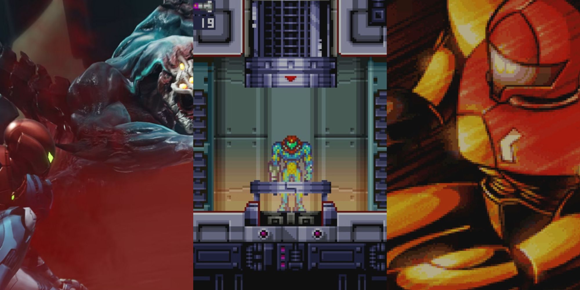 collage of 3 metroid games