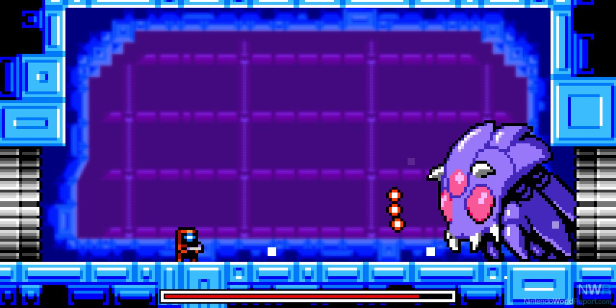 Xeodrifter facing an alien boss