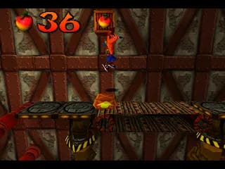 Crash Bandcoot screenshot showing Crash jumping on a crate