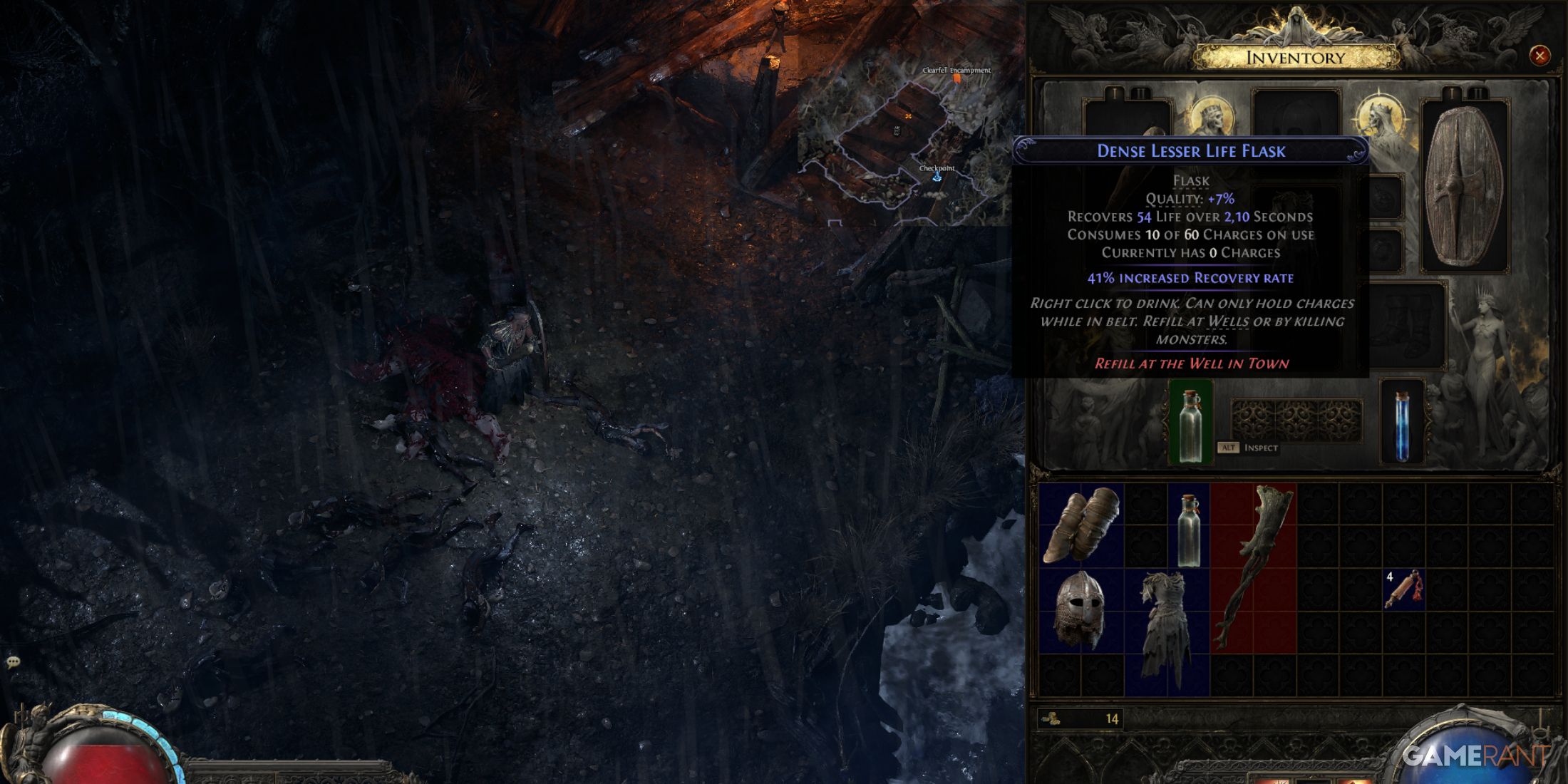 Upgrading flasks is a key beginner tip in Path of Exile 2 to enhance survival during challenging combat-1