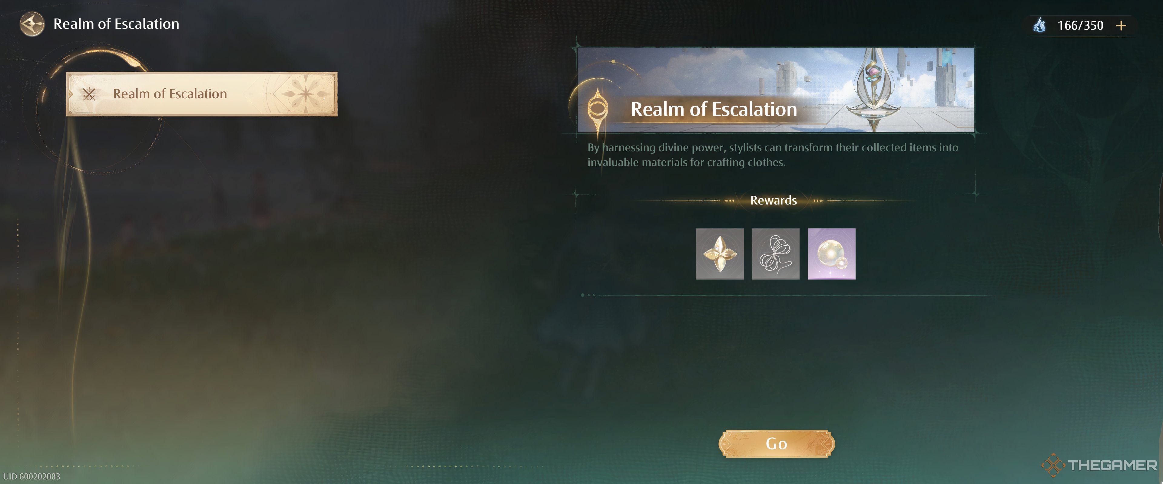 Realm of Escalation start screen in Infinity Nikki.