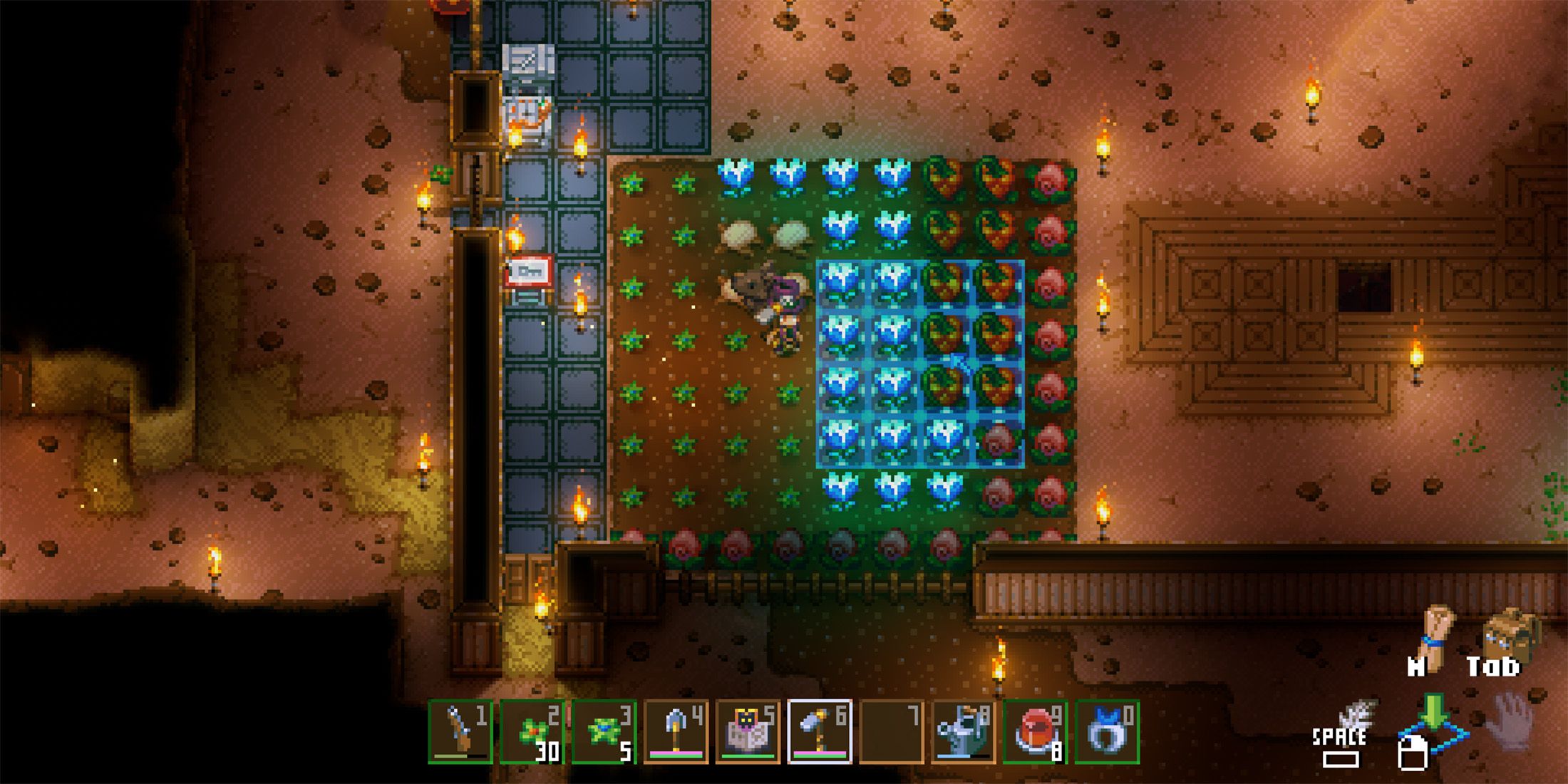 player harvesting the crops in core keeper 