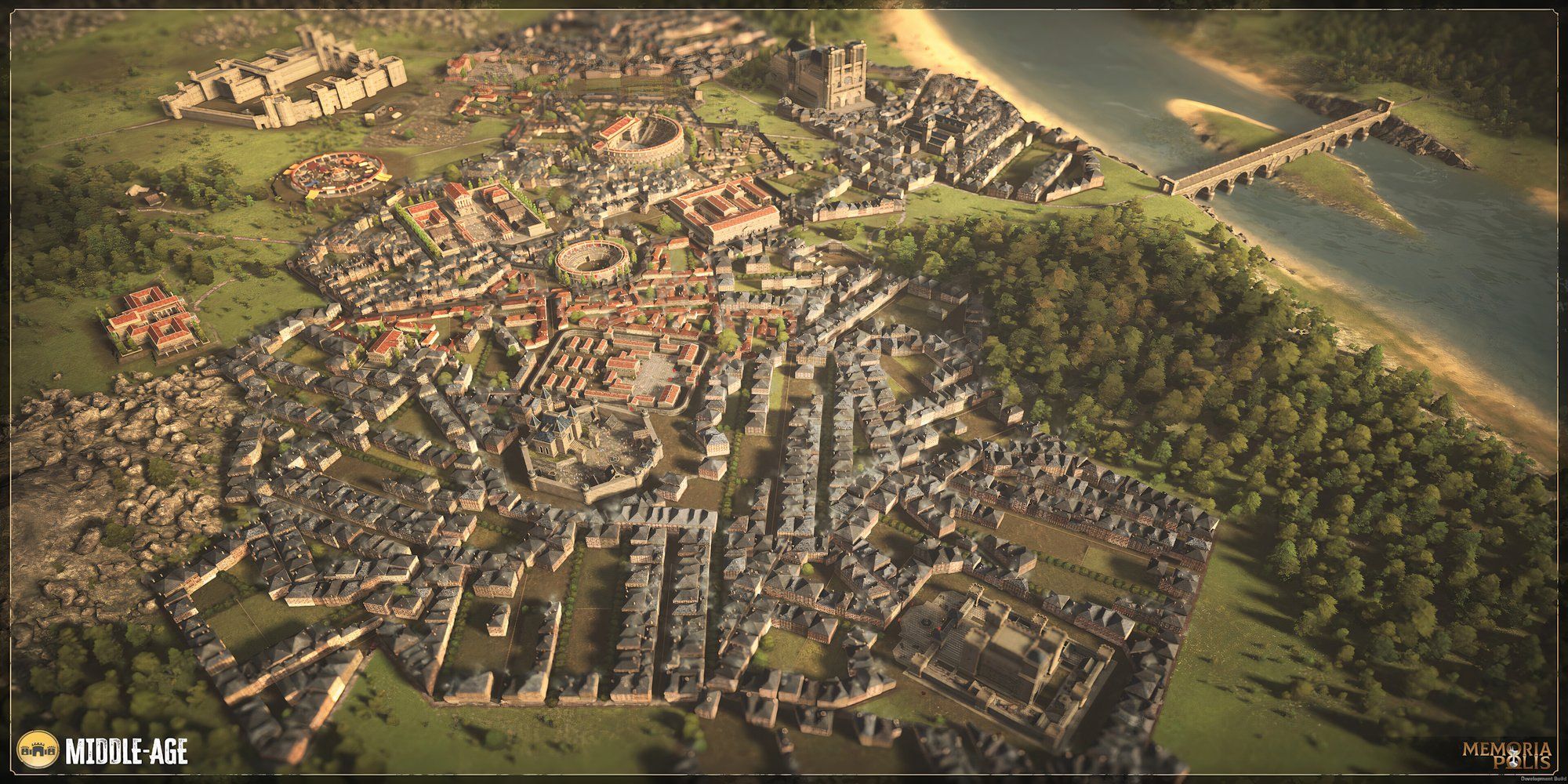 Steam screenshot of a Middle-Age city for Memoriapolis.