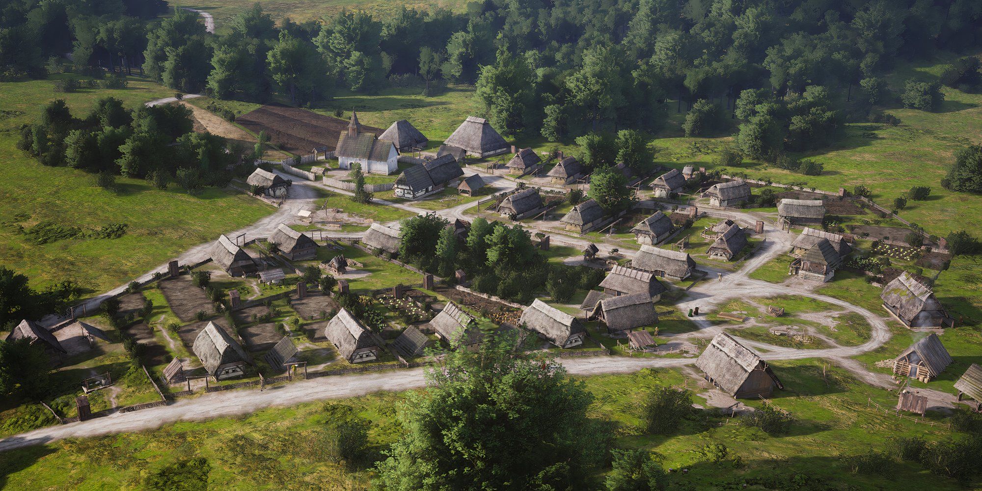 Steam screenshot of a village in Manor Lords.