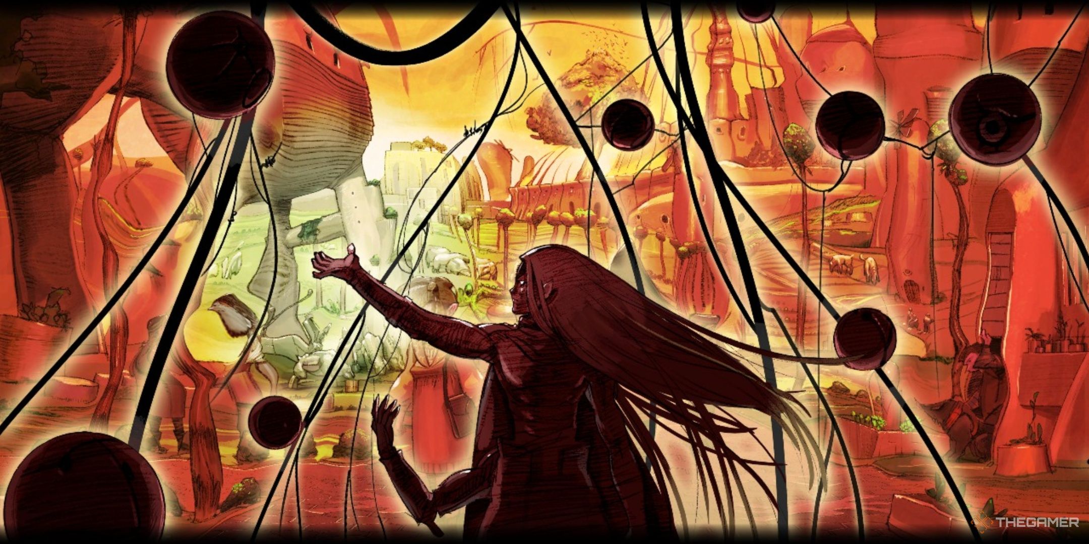 a story sequence showing vam destroying the realm of chaos in fantasian neo dimension.