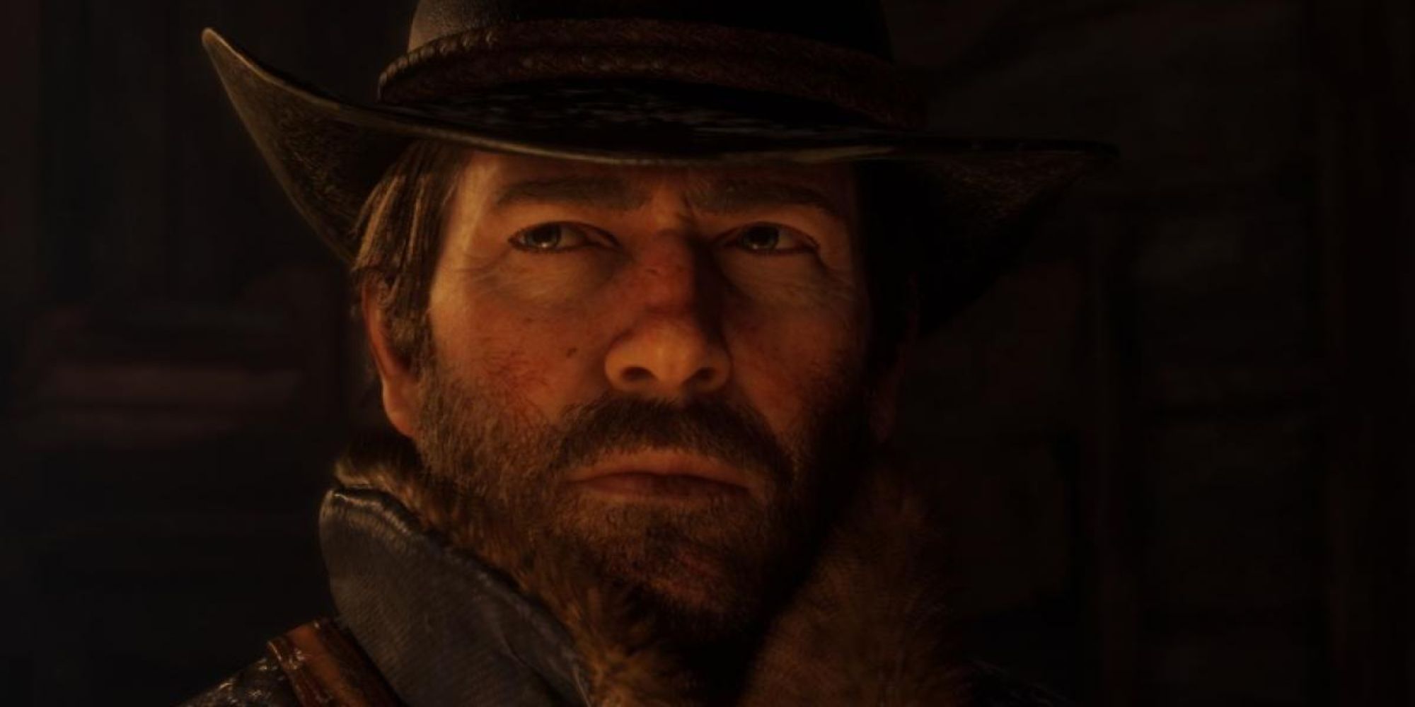 Red Dead Redemption 2 screenshot of Arthur's face in chapter one.