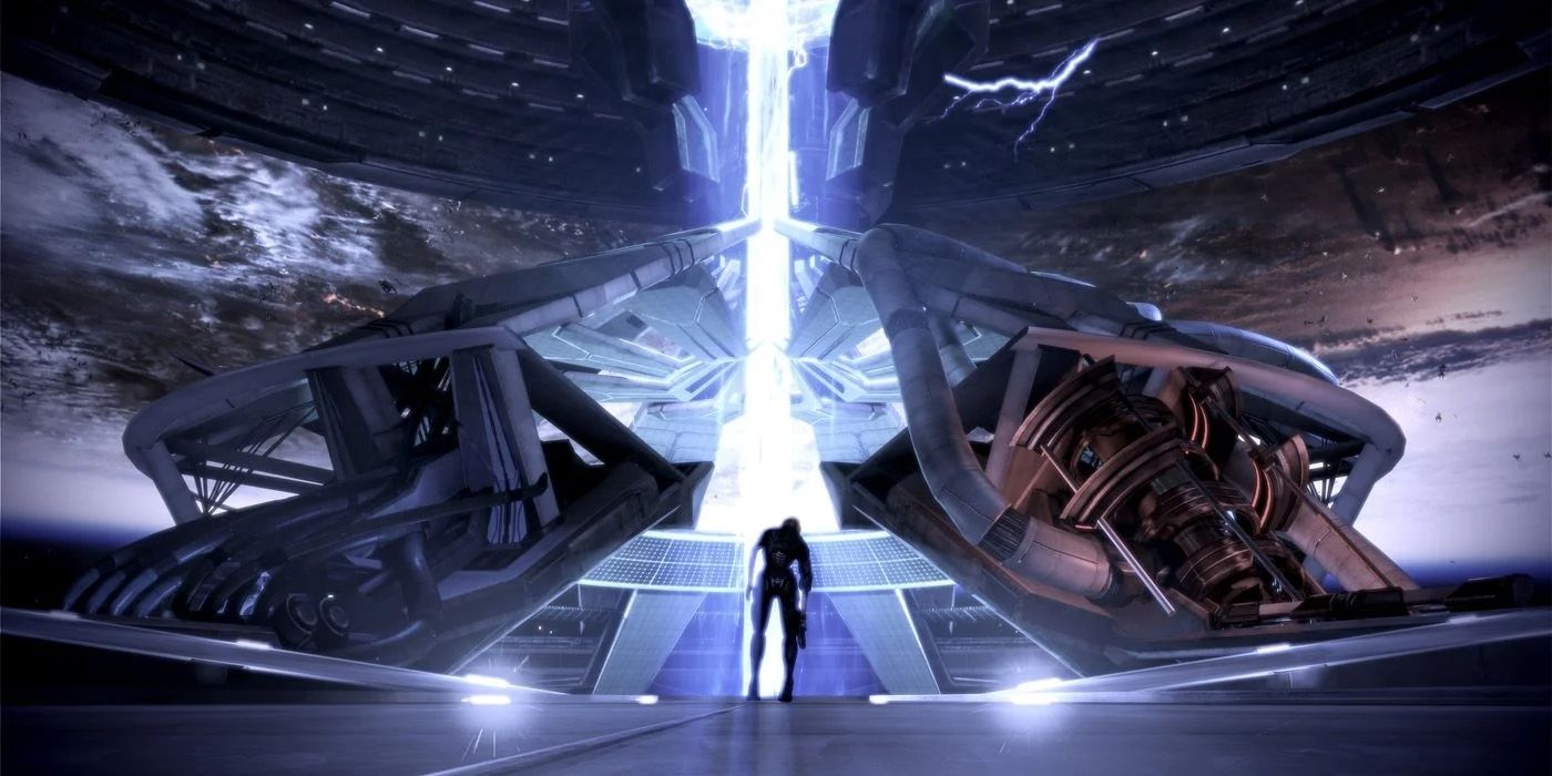 Commander Shepard during the final choice in Mass Effect 3.