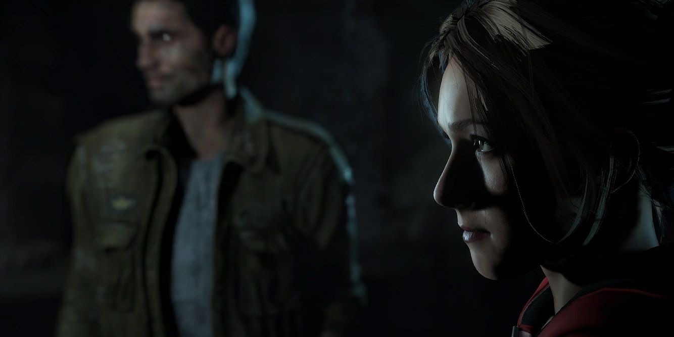 Sam and Mike from Until Dawn staring off in distance together.