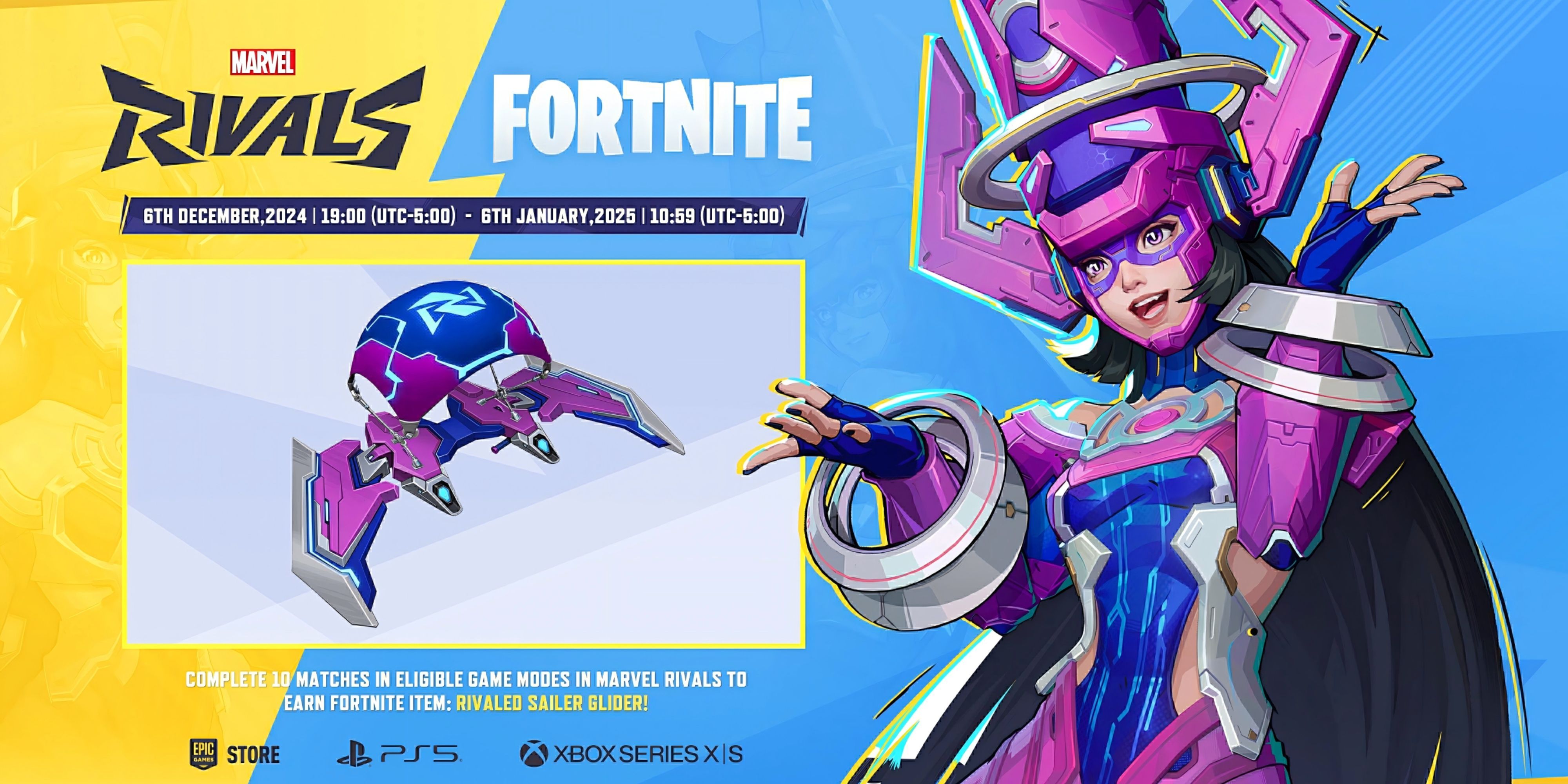 galactus with the marvel rivals x fortnite crossover glider.