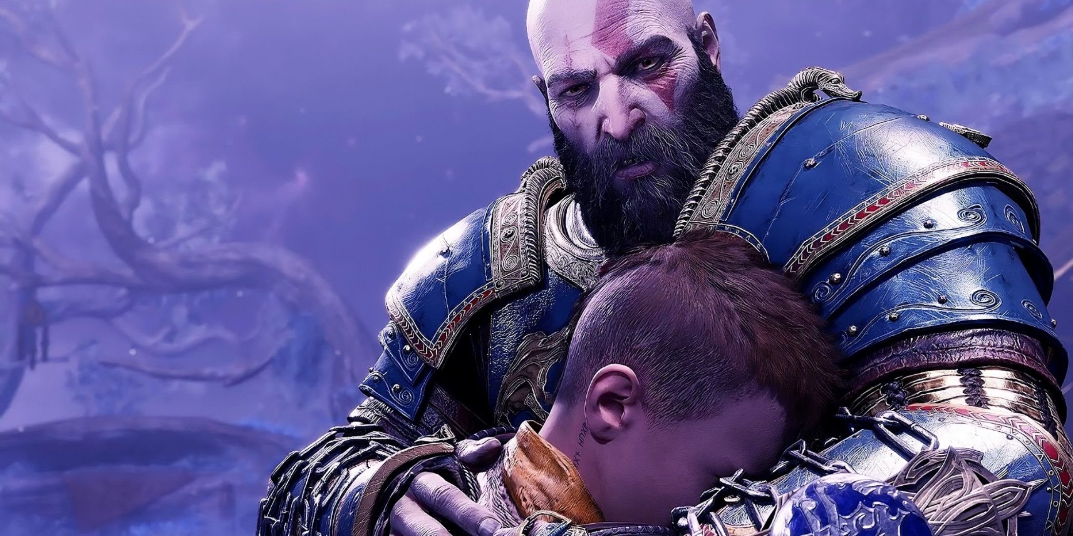 God of War Ragnarok Kratos Hugging Atreus