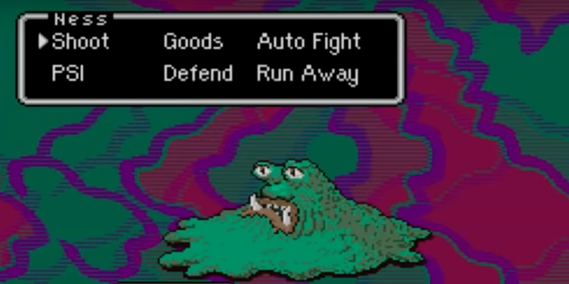 earthbound battle screen against puke