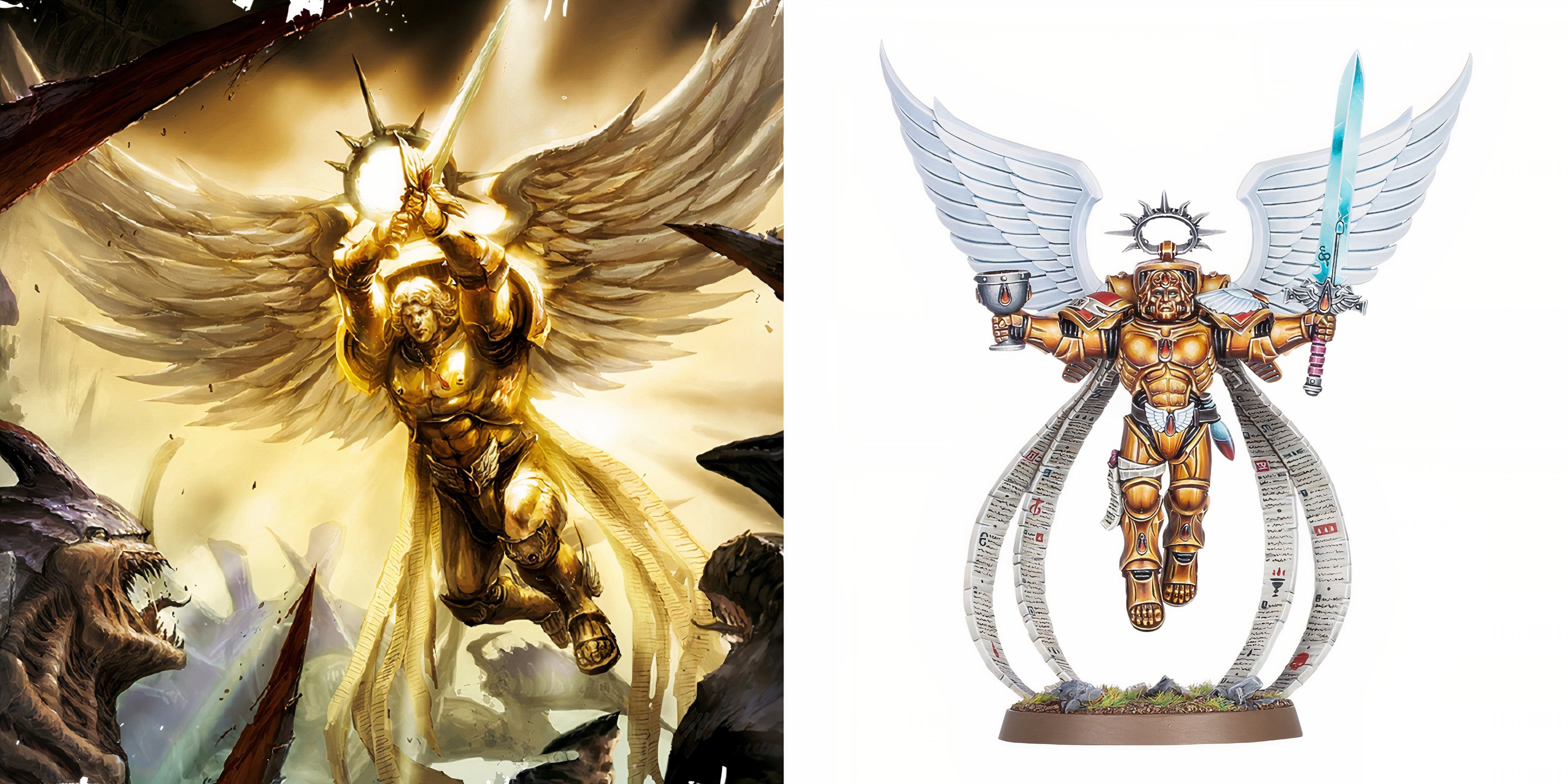 Warhammer 40k: 10 Best Space Marine Miniatures in the Range Art and a Miniature of the Blood angels legend The Sanginor