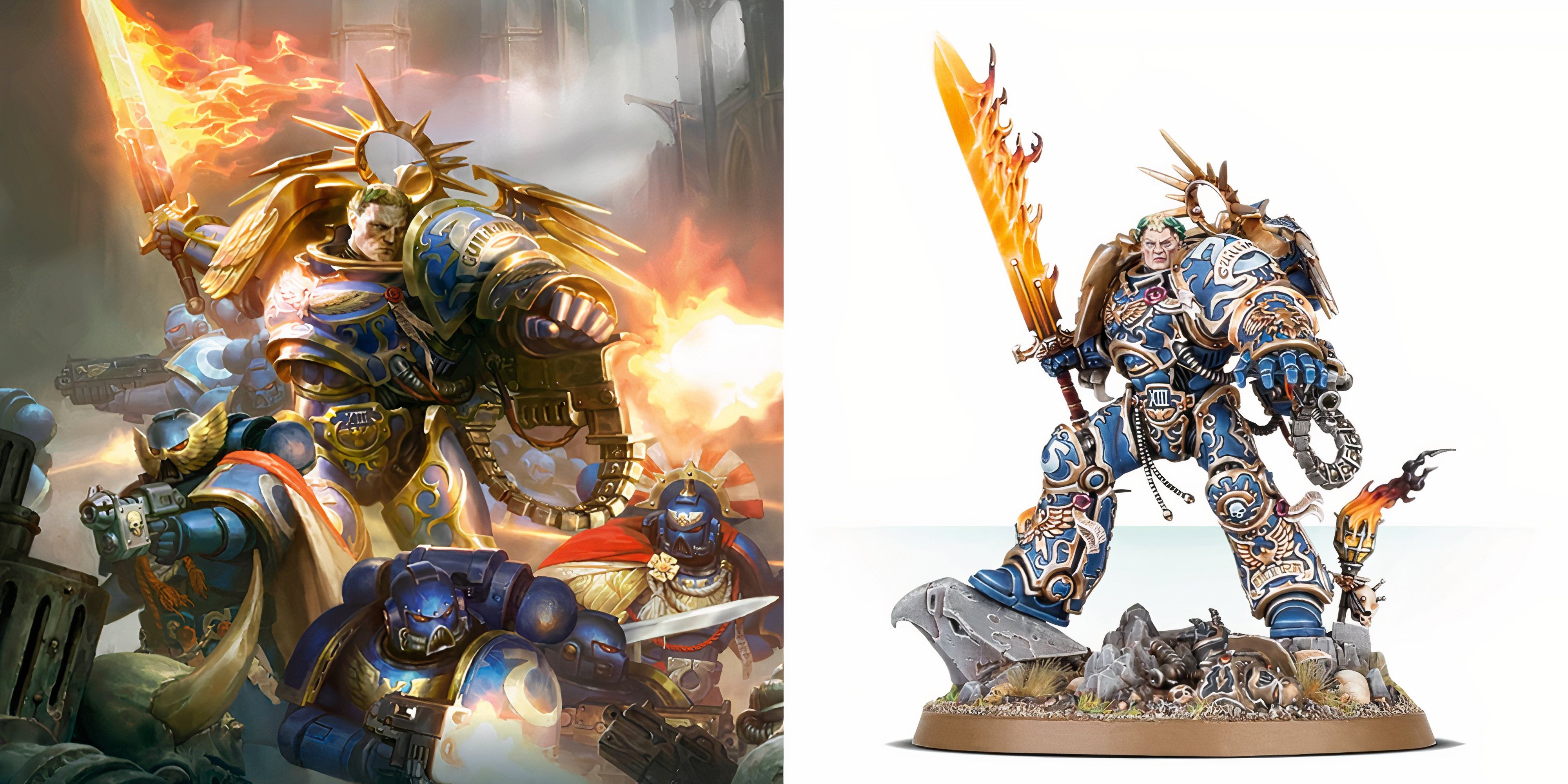 Warhammer 40k: 10 Best Space Marine Miniatures in the Range Art and a miniature of Primarch Roboute Guilliman