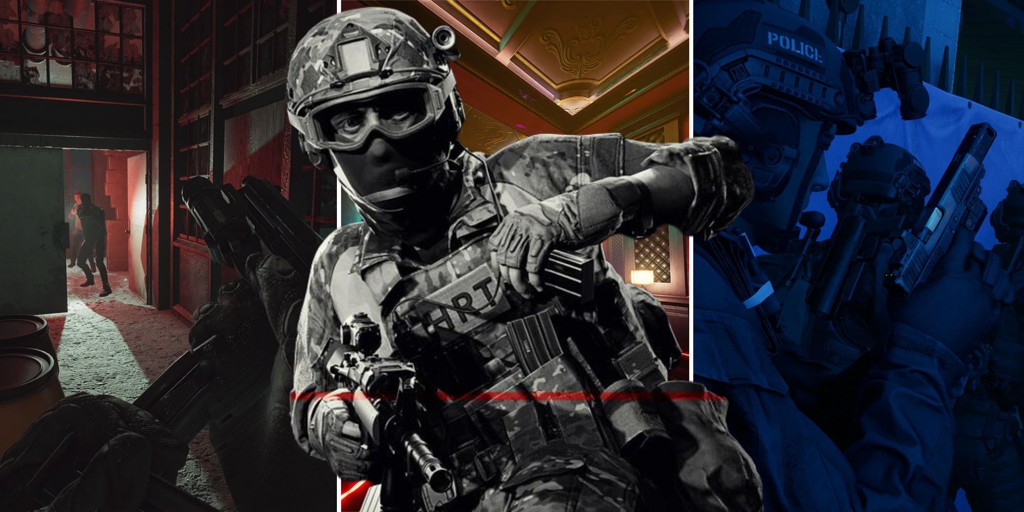 Split image featuring players in ready or not in missions