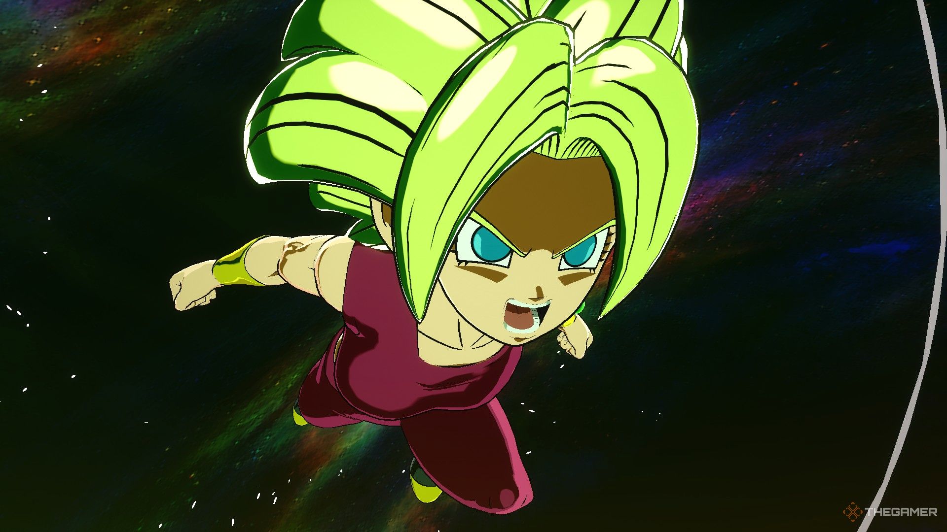 Dragon Ball Sparking Zero image showing Kefla as a super saiyan 2 rushing forward.